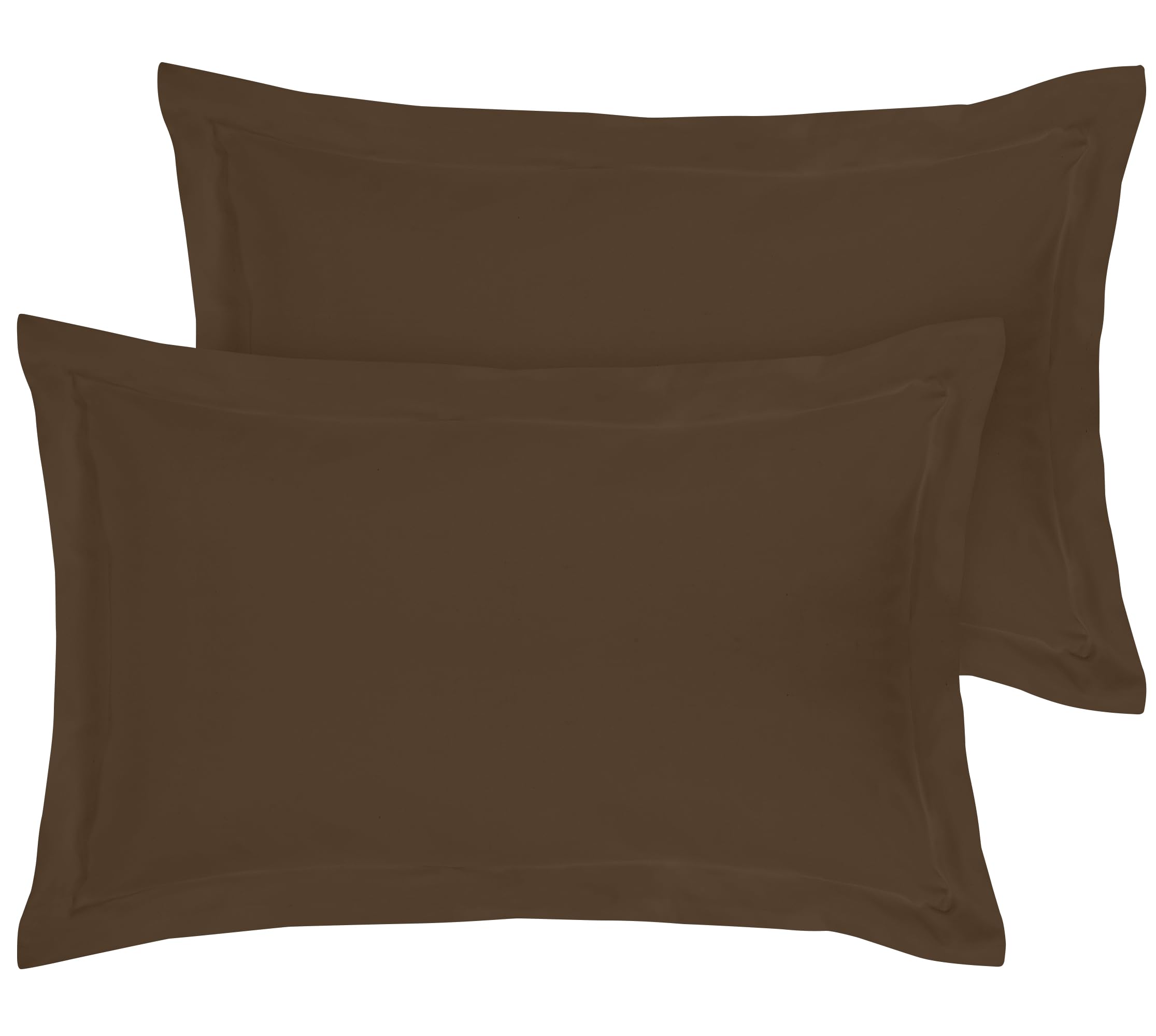 Royale Linens 2 Pack Queen Size Pillow Shams 20x30 Inch - 1800 Brushed Microfiber Bed Pillow Covers - Wrinkle Resistant, Super Soft & Cozy Oxford Pillow Cases with Overlap Closure (Queen, Chocolate) for Bedroom, Guest Room & Hotel Decor