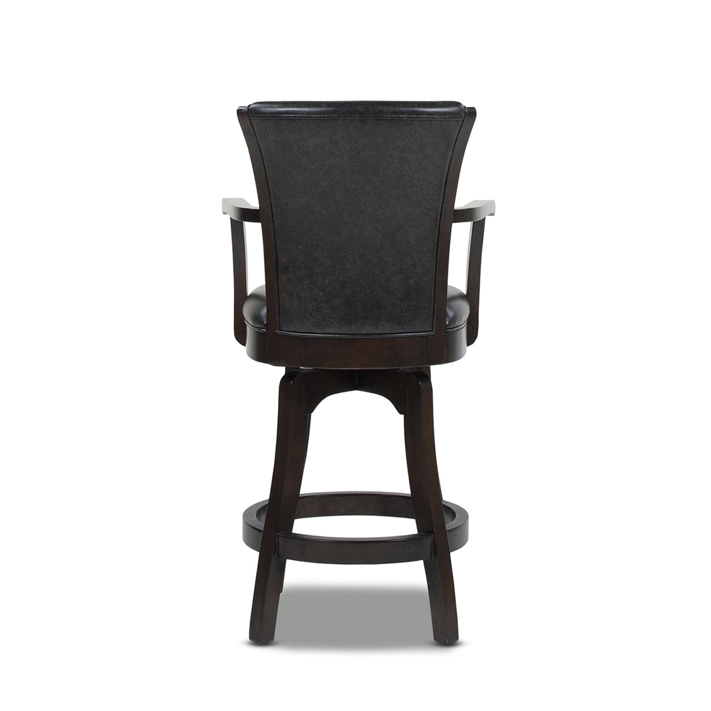 27in Swivel Counter Height Bar Stool - Vintage Faux Leather with High Back Support & Armrests - Solid Hardwood Frame - Perfect for Kitchen Island, Home Bar & Breakfast Nook