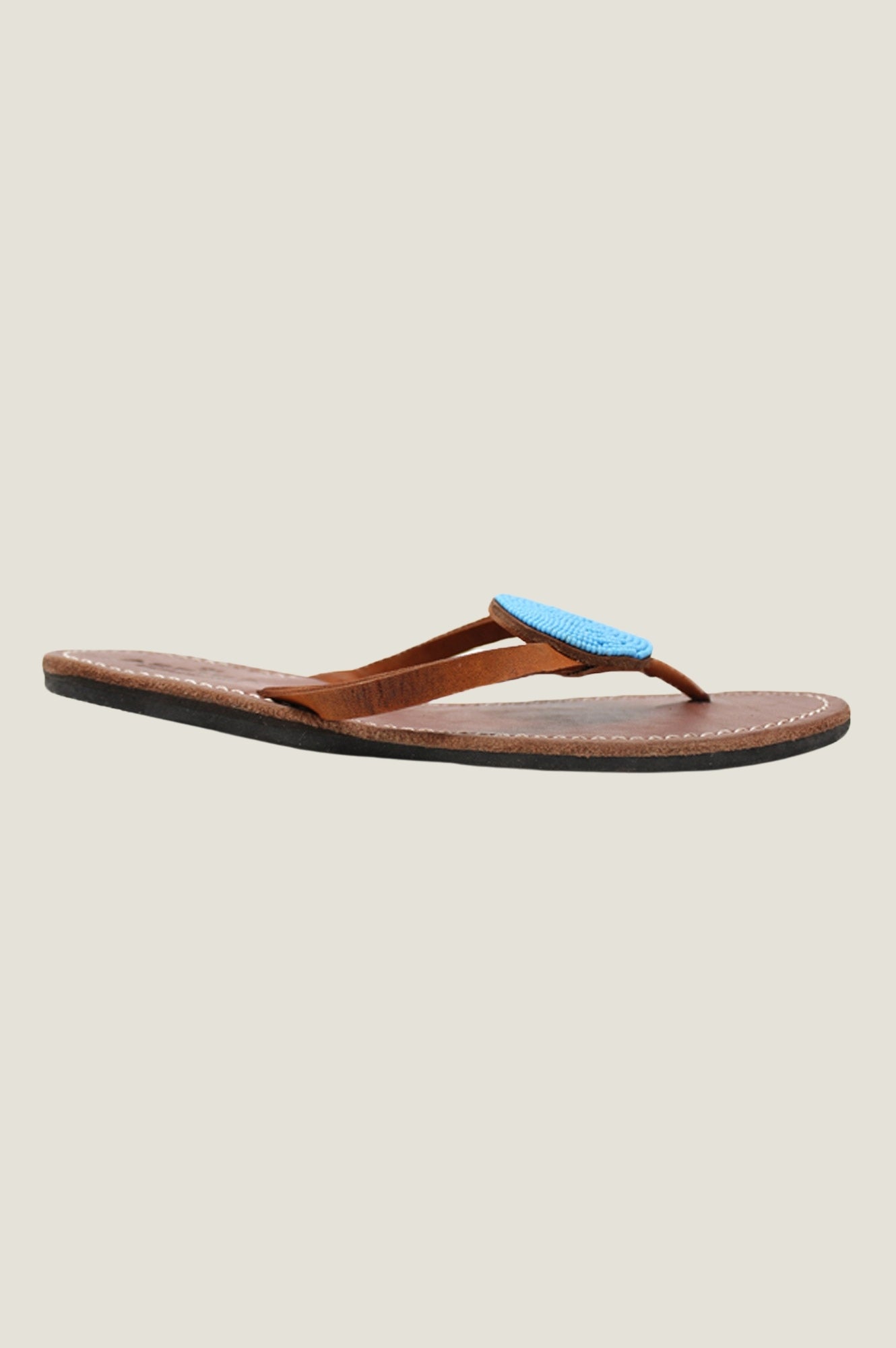 Turquoise Leather Sandals for Women - Comfortable Disc Design Flat Sandals - Perfect for Beach, Vacation & Summer Outfits