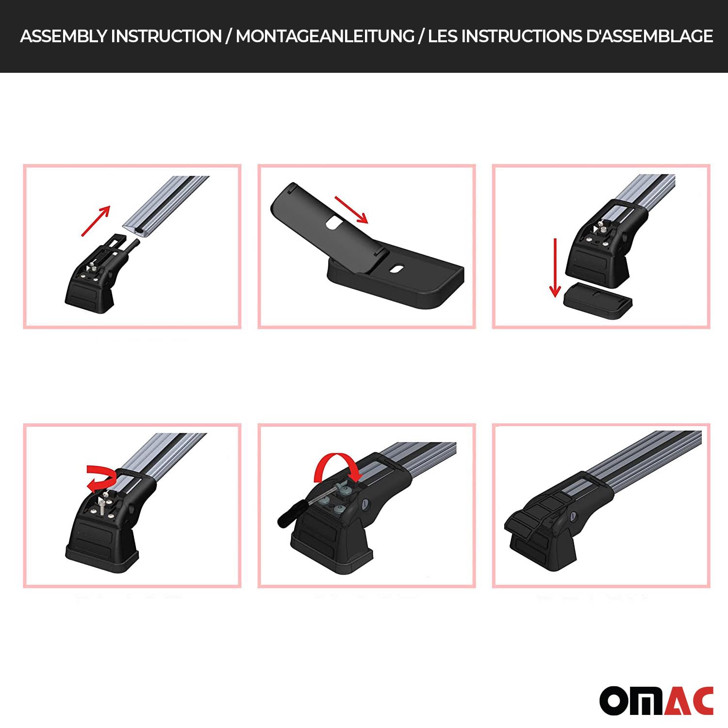 OMAC Aluminum Roof Rack Cross Bars for Mazda 6 2009-2021 Sedan - 2-Piece Anti-Theft Cargo Carrier for Kayak, Canoe, Surfboard, Ski, Snowboard & Camping Gear - Perfect for Road Trips & Outdoor Adventures
