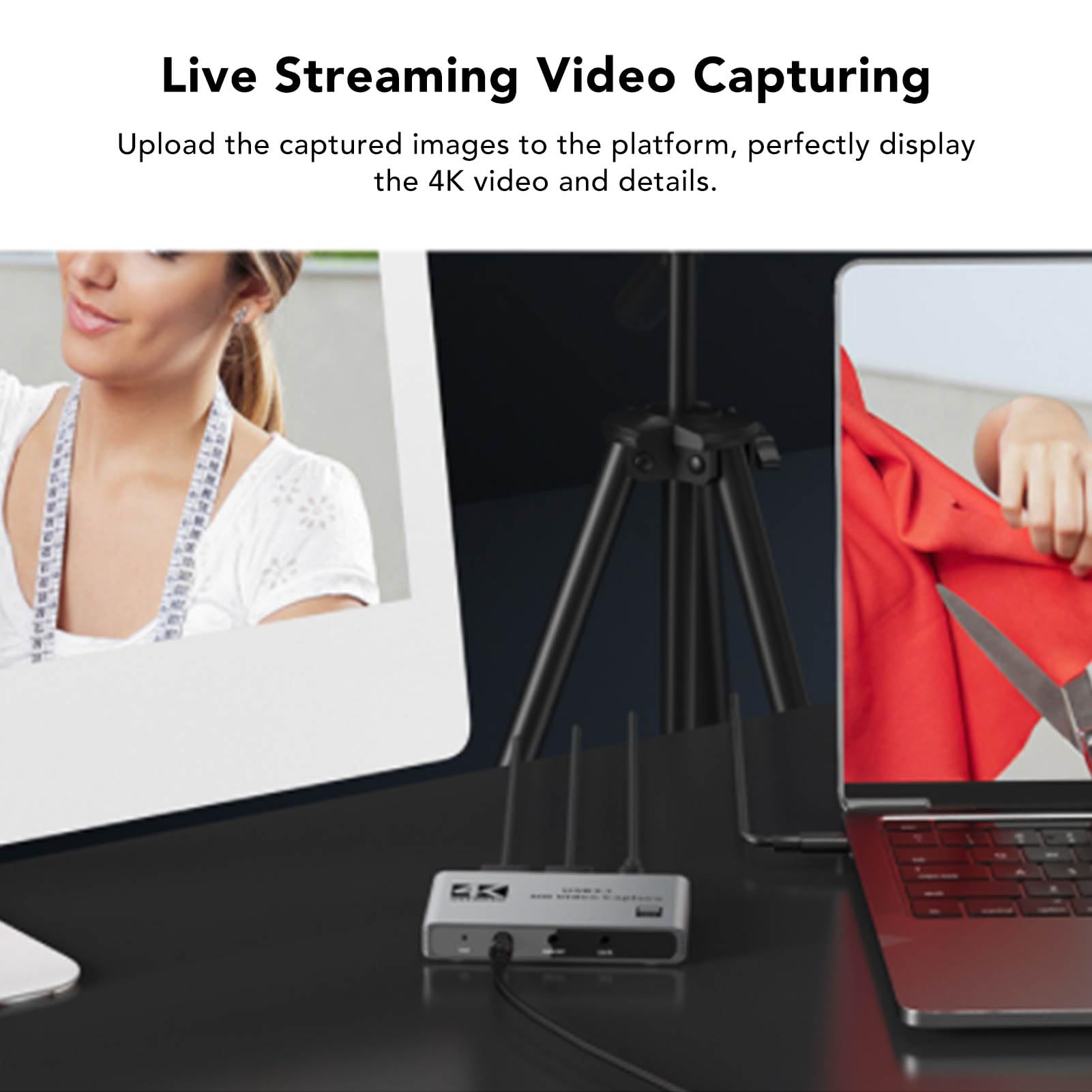 4K 60Hz HDR USB 3.0 Video Capture Card with 3.5mm Audio - 1080P HDMI Game Capture Device for Live Streaming, Gaming & Recording - Aluminum Alloy Portable Design (HC868) - Perfect for Twitch, YouTube & OBS Streaming