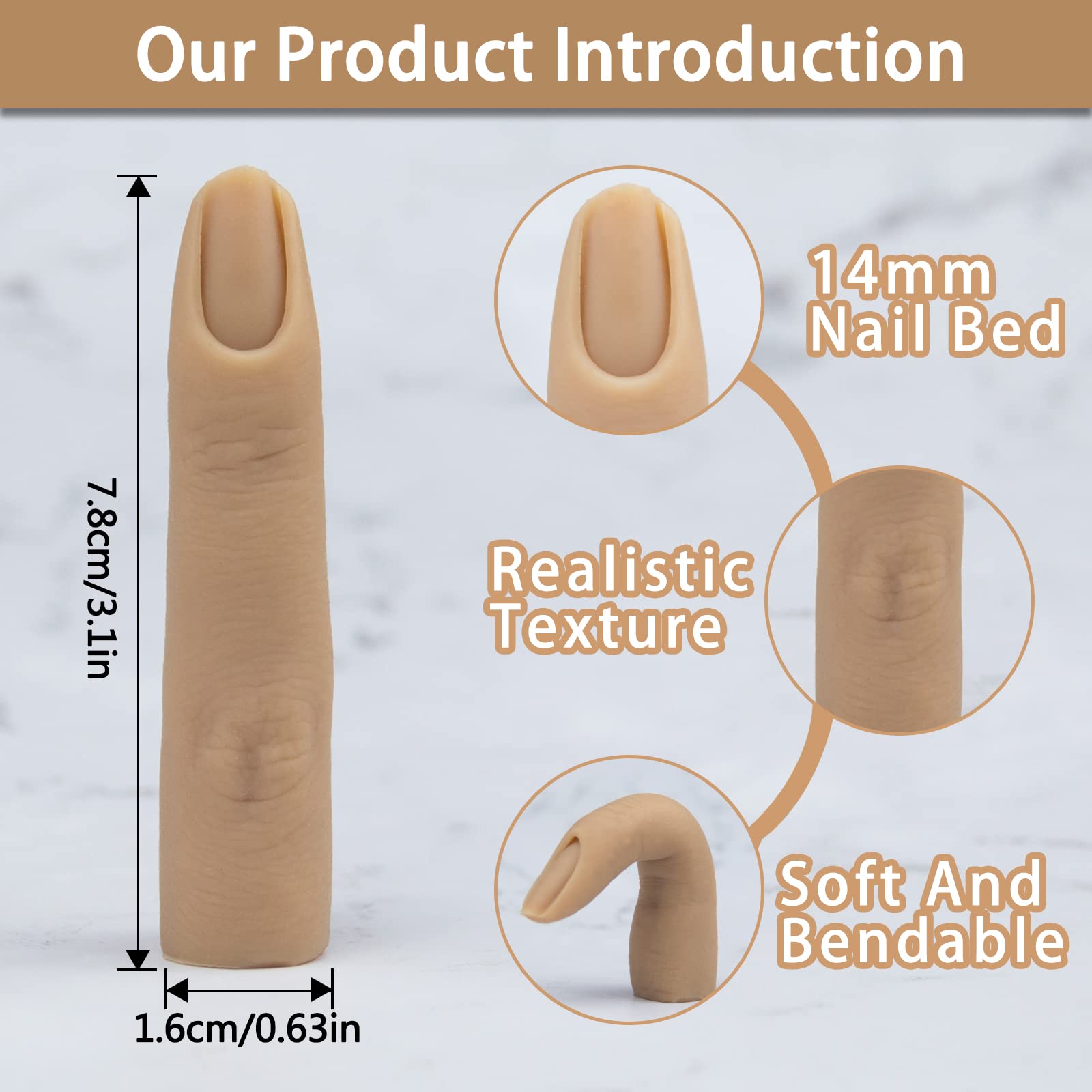 Flexible Silicone Practice Fingers for Acrylic Nails - Bendable Nail Training Tools with Soft Fake Fingers for DIY Manicure & Nail Art Practice - Perfect for Beginners, Salon Training, and Home Nail Care