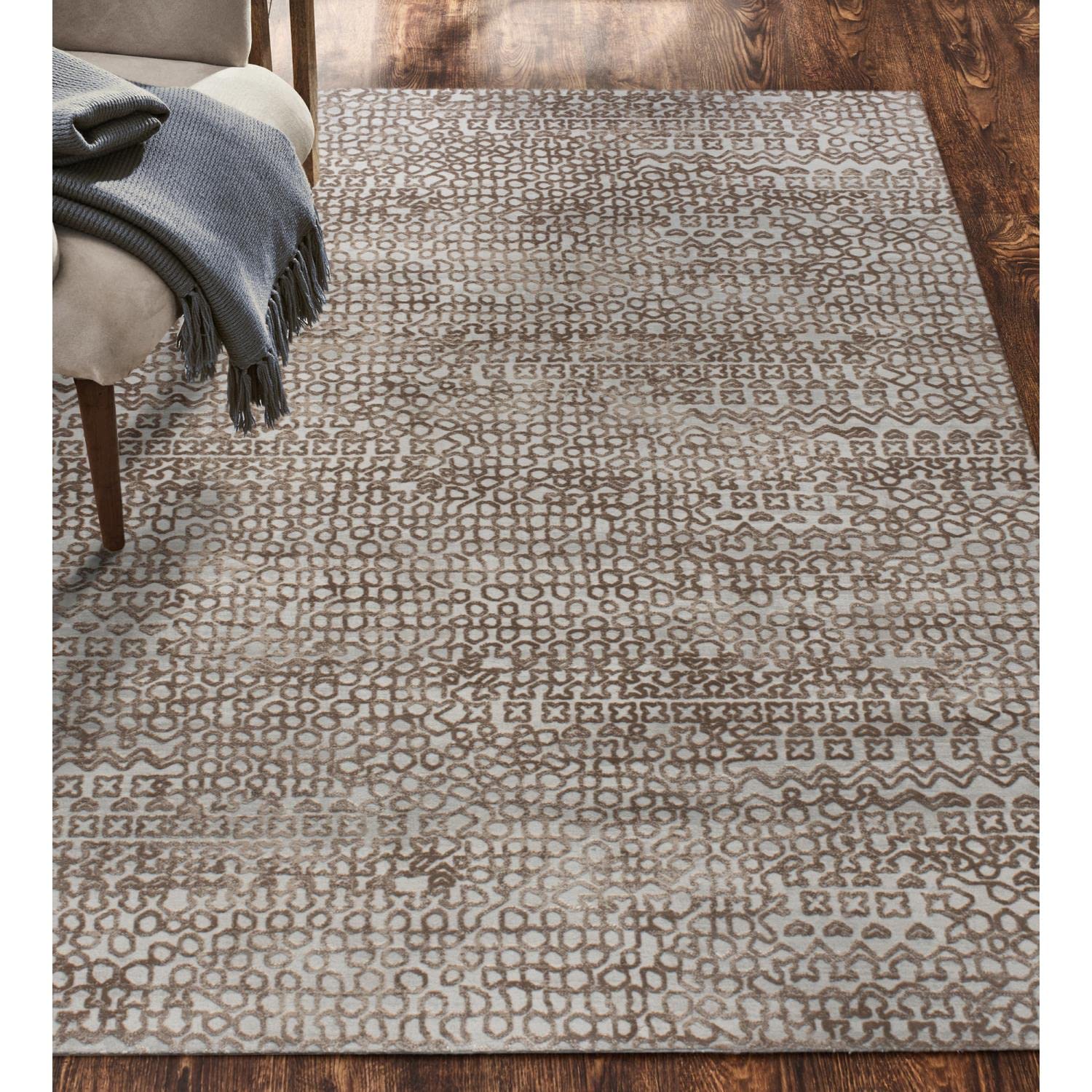 Renwil Polyester Rectangle Area Rugs - Brown & Grey Modern Design (58