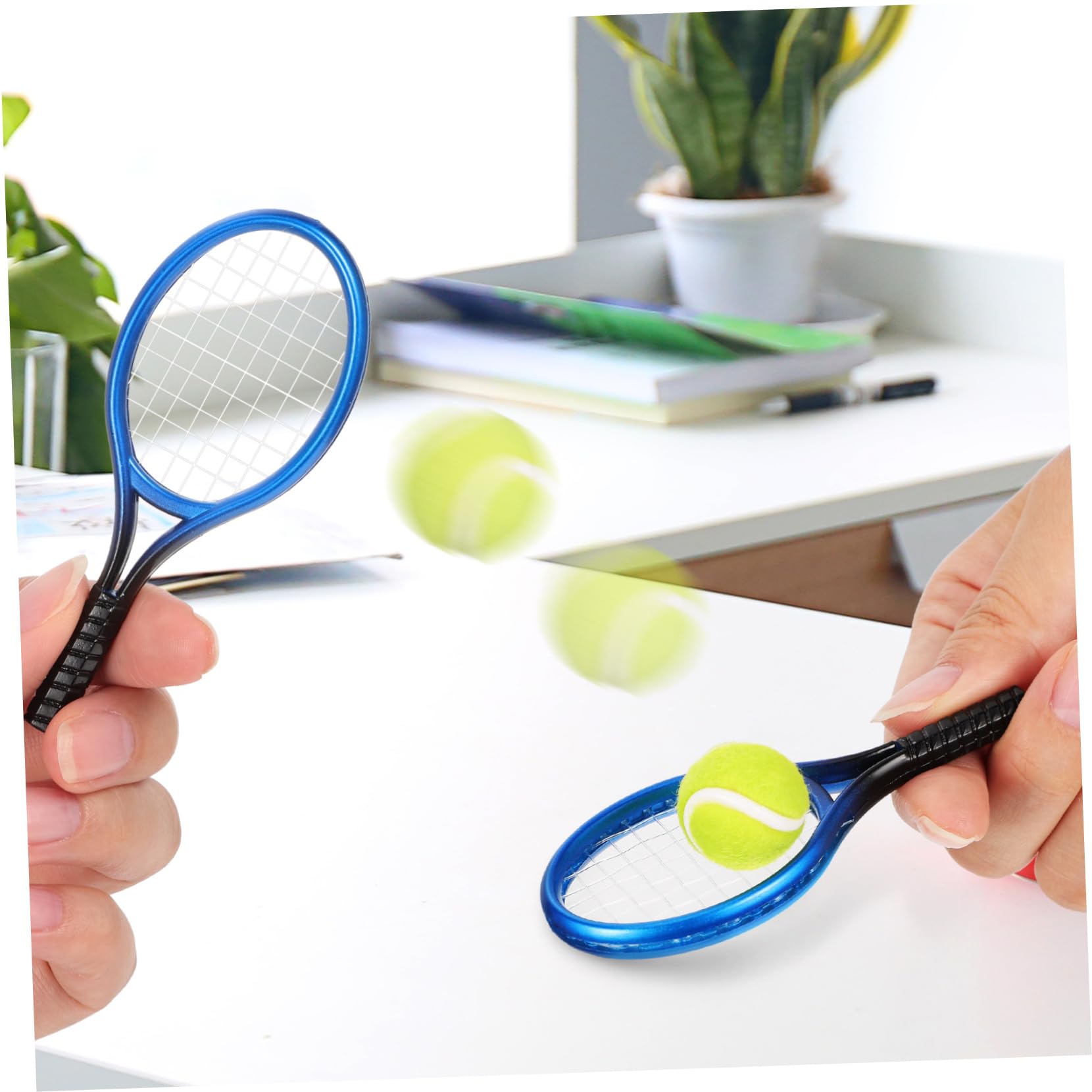 Balacoo 4-Piece Mini Tennis Set - Dollhouse & Youth Tennis Rackets with Keychain Holder - Perfect for Dollhouse Play, Kids Sports & Tennis Enthusiast Gifts