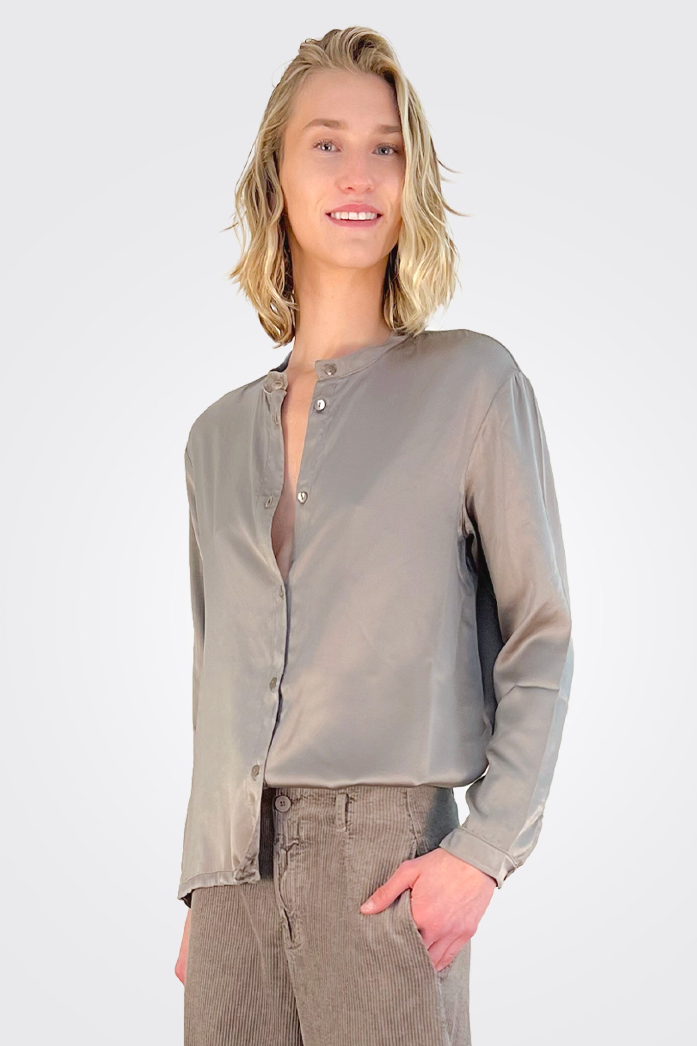 Men's Casual Taupe Button Down Tie Shirt - Slim Fit Dress Shirt for Office, Date Night & Formal Events