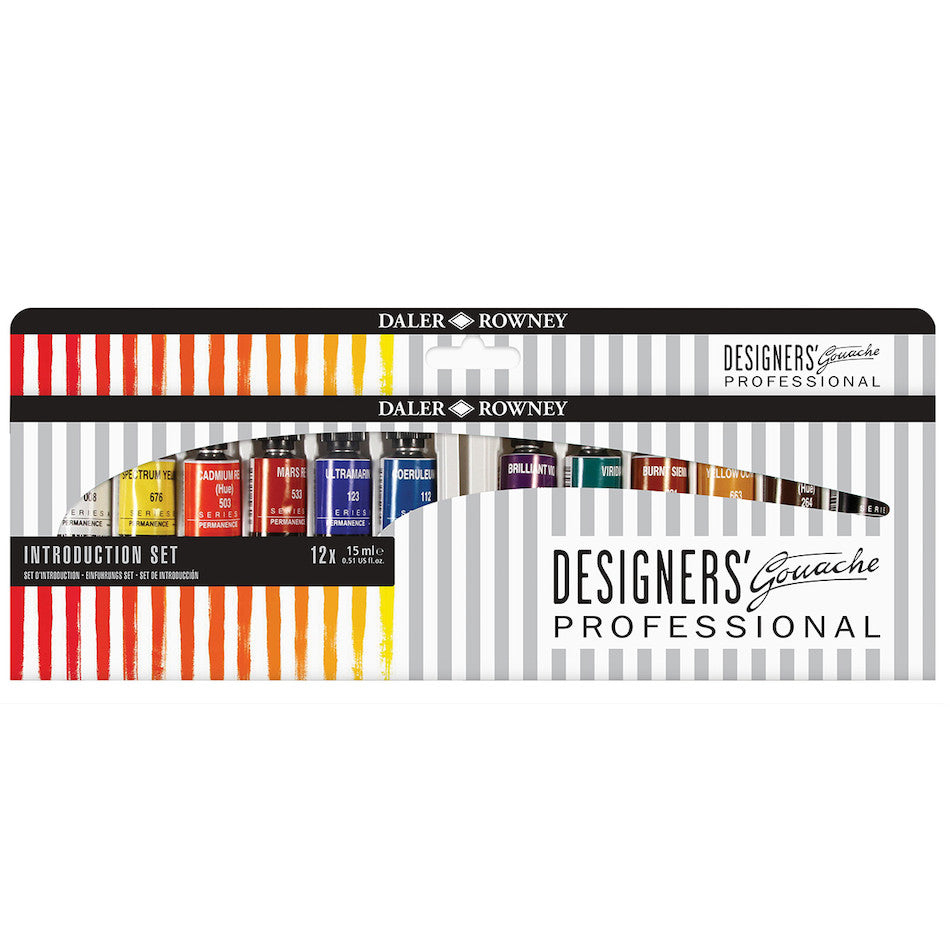 Daler Rowney Designers Gouache Paint Set - 12 Colors, 15ml Tubes | Premium Watercolor for Artists, Illustrators & Hobbyists | Perfect for Canvas, Paper & Mixed Media Art Projects