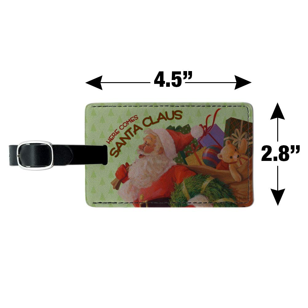Santa Claus Leather Luggage Tag - Personalized Rectangle ID Card Holder for Christmas Travel & Gifts | Perfect for Suitcases, Backpacks, and Holiday Trips