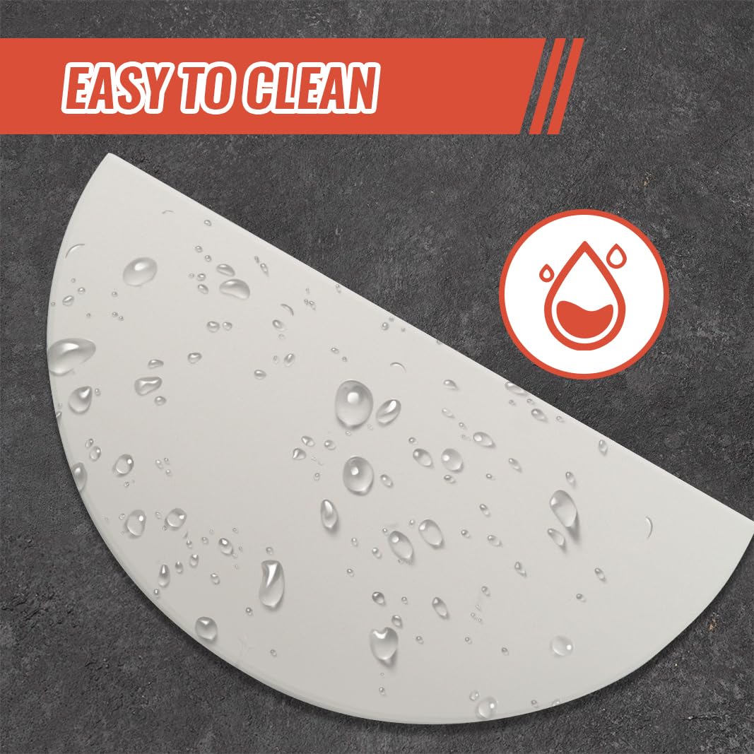 15 Inch Half Moon Ceramic Heat Deflector Plates for Kamado Joe Classic I II III & Big Green Egg Grills - Premium Grill Accessories, 2-Pack White - Perfect for Smoking, Roasting & Indirect Grilling