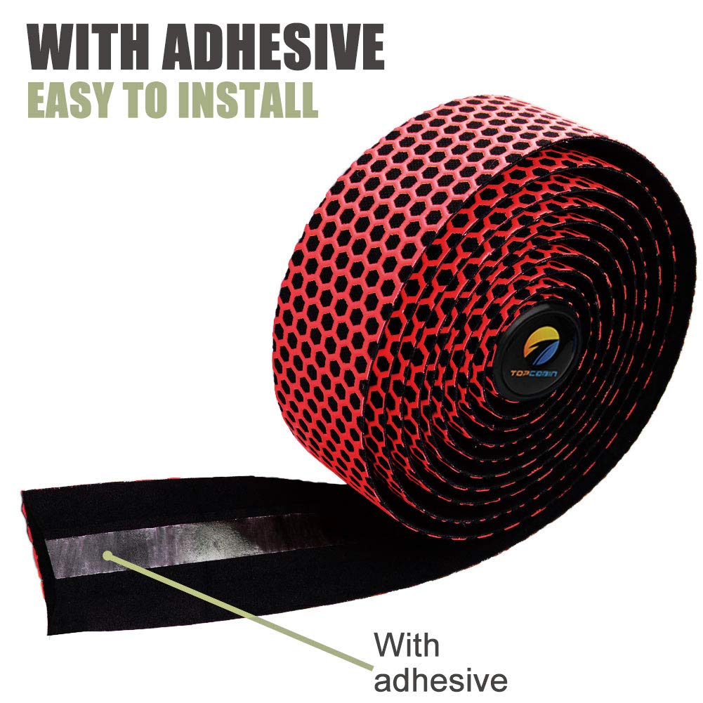 Premium EVA Camouflage Bicycle Handlebar Tape - Comfortable Road Bike Grip with Bar End Plugs (2 Rolls, Grid Red) | Ideal for Road Bikes, Mountain Bikes & Commuting