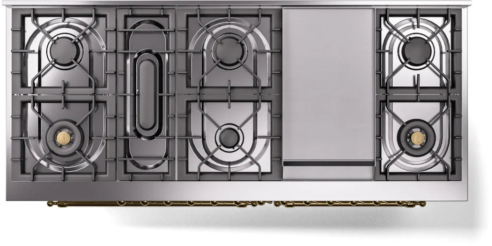 ILVE Nostalgie II 60-Inch Dual Fuel Range with Liquid Propane - White & Brass Trim (UP60FNMPWHGLP) | Professional Gas Stove for Home Kitchen & Restaurant Cooking
