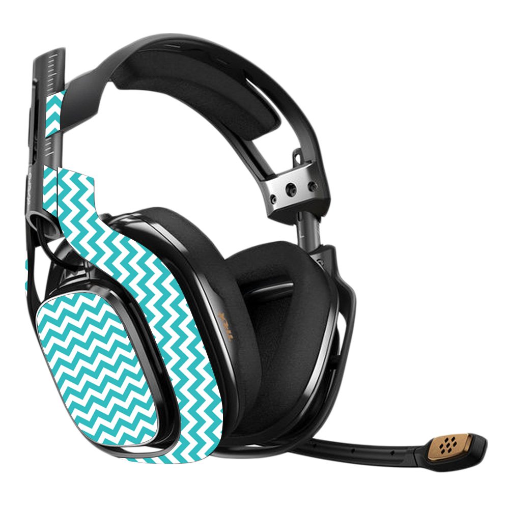 Astro A40 3rd Gen Gaming Headset Skin - Turquoise Chevron Vinyl Wrap | Protective & Durable Decal Cover | Easy to Apply & Remove | Made in USA | Perfect for Gaming, Streaming & Esports Tournaments