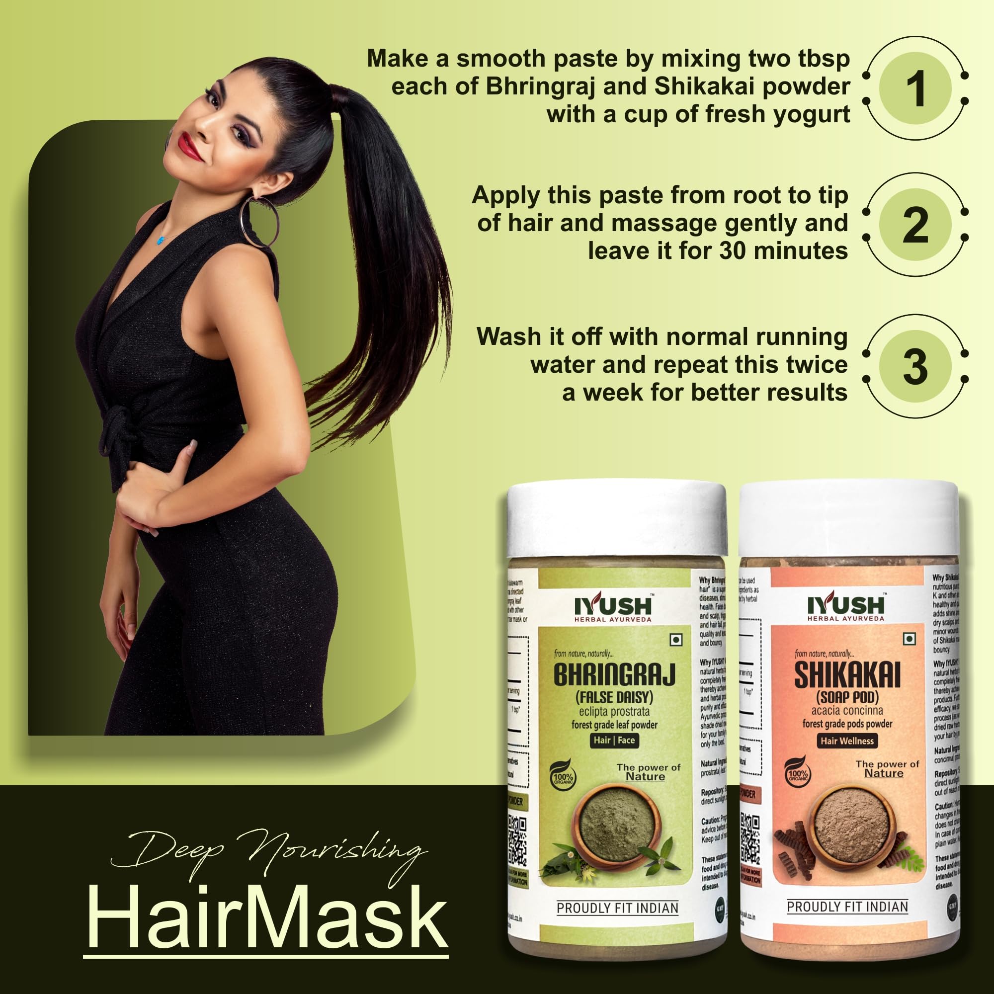 Bhringraj & Shikakai Ayurvedic Hair Growth Powder – 500g | Herbal Hair Mask for Dry, Frizzy Hair | Natural Volume Booster | Organic Hair Wash Powder | 250g Each | Promotes Stronger, Thicker Hair | Perfect for Daily Hair Care & Scalp Treatment