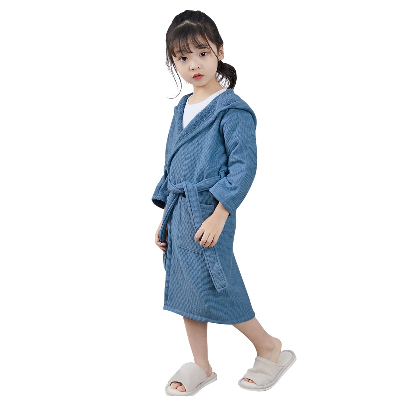 SONARIN Kids Bathrobe - Soft Cotton Baby Dressing Gown with Hood, Toddler Bath Towel & Pajama Robe for Boys & Girls 2-6 Years - Perfect for Bath Time, Bedtime & Lounging at Home