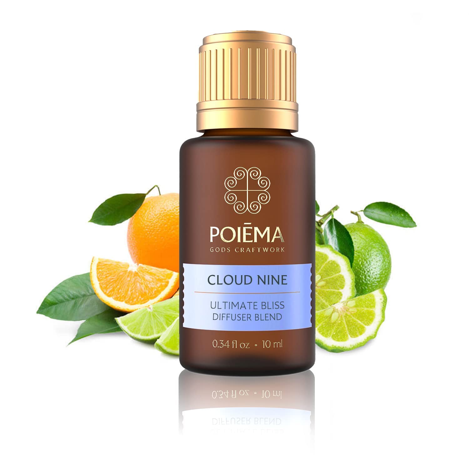 Poiema Essential Oil Diffuser Blend - Orange, Bergamot & Lime Aromatherapy Oil (10ml) - Relaxing & Uplifting Scent for Home, Office & Spa - Cloud Nine Collection