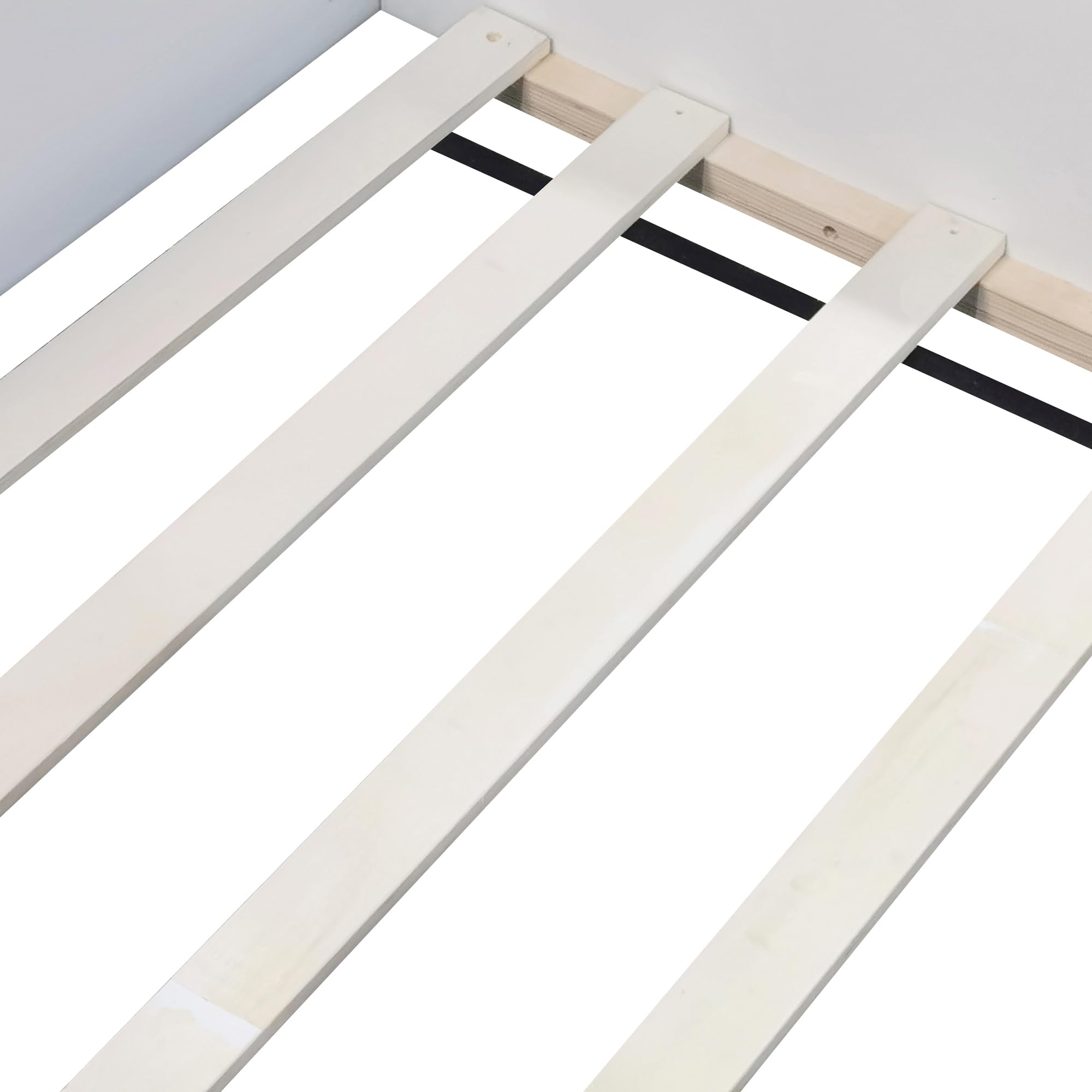 Montessori Full Size Floor Bed with Safety Fence & Stairs - PU Upholstered Kids Bed with Wooden Slats - Toddler Bed for Boys & Girls (Pink & White) - Perfect for Montessori Rooms, Daycare Centers & Safe Toddler Sleeping Spaces