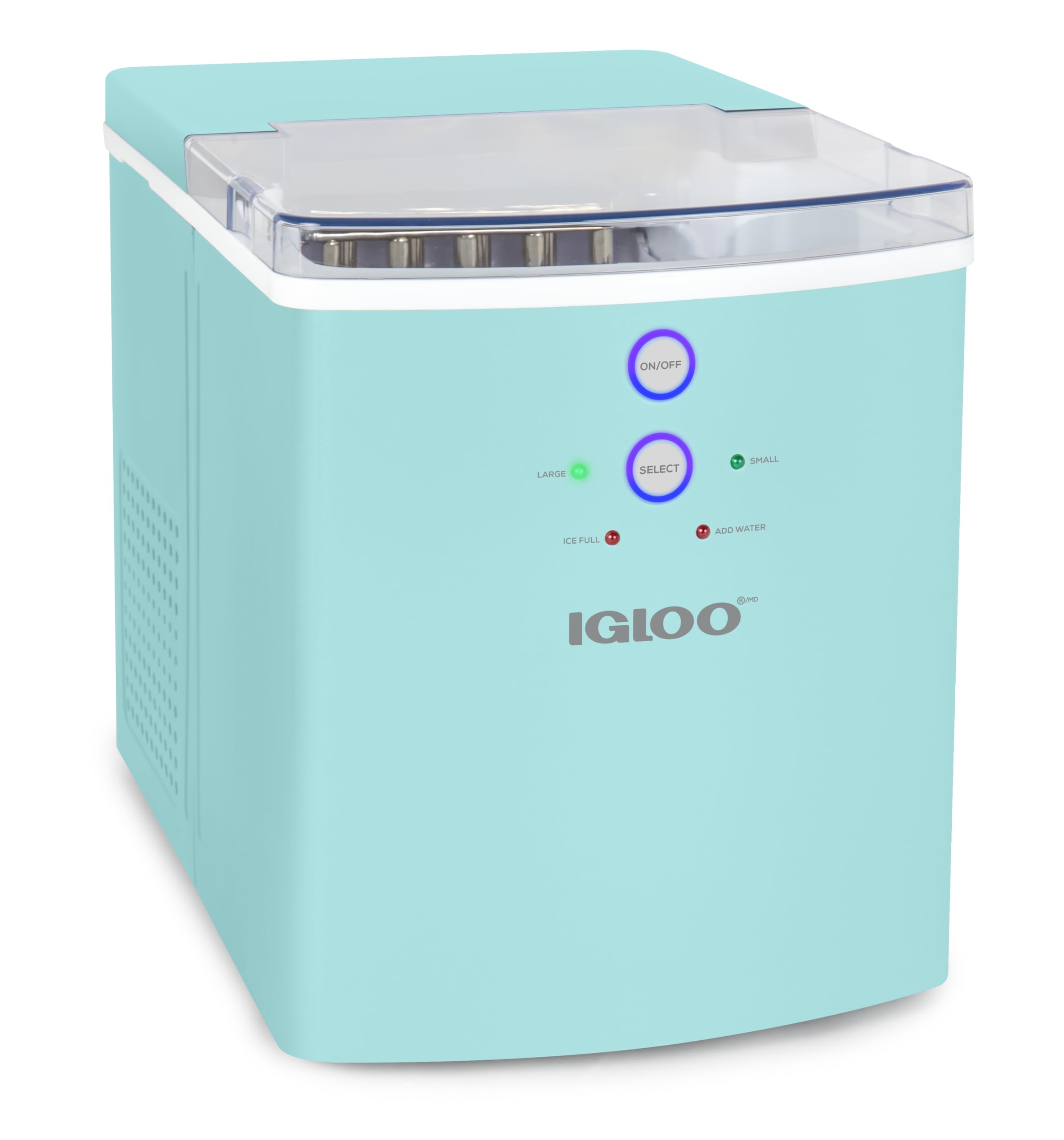 Igloo Electric Countertop Ice Maker Machine - Automatic Portable Ice Cube Maker with Scoop & Basket - Makes 33 lbs of Ice in 24 Hours - Perfect for Home, Office, Parties - Great for Iced Coffee, Cocktails, and Beverages - Aqua Blue