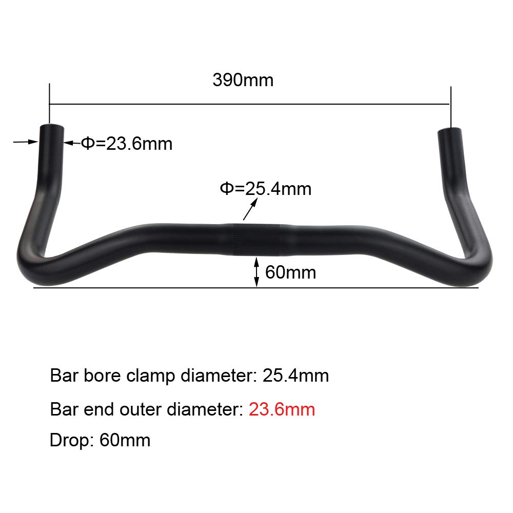 UPANBIKE 25.4mm Aluminum Alloy Bullhorn Handlebar 390mm - Lightweight Bike Handlebar for Fixed Gear & Road Bikes - Perfect for Urban Commuting and Performance Cycling