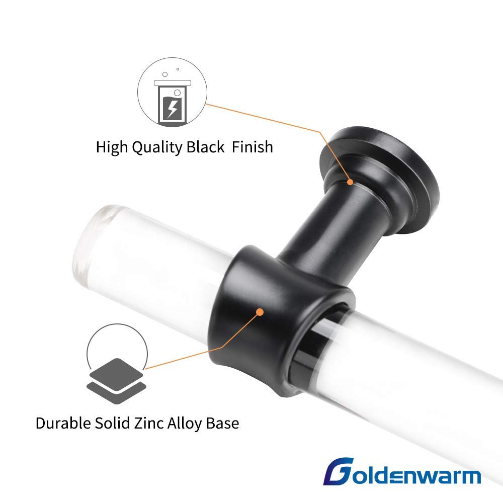 GoldenWarm 5 Pack Black Acrylic Cabinet Pulls & Drawer Handles - 4