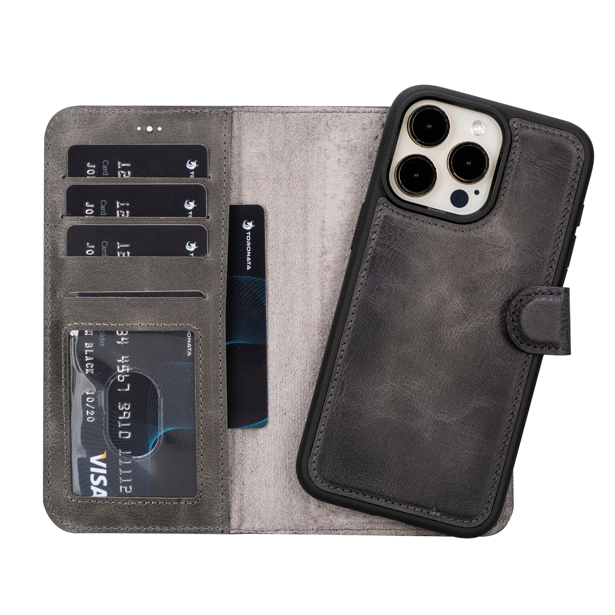 Premium Casper Leather Wallet Case for iPhone 15/15 Pro/15 Pro Max - Slim RFID Blocking Protective Cover with Card Slots | Perfect for Business Travel & Everyday Use