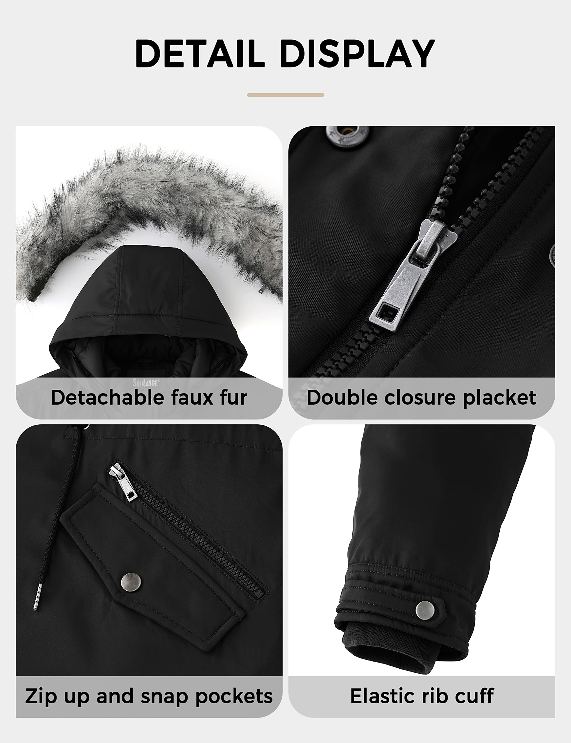 Soularge Women's Plus Size Winter Insulated Parka Coat with Faux Fur Hood - Warm Winter Jacket for Cold Weather, Snow, Outdoor Activities