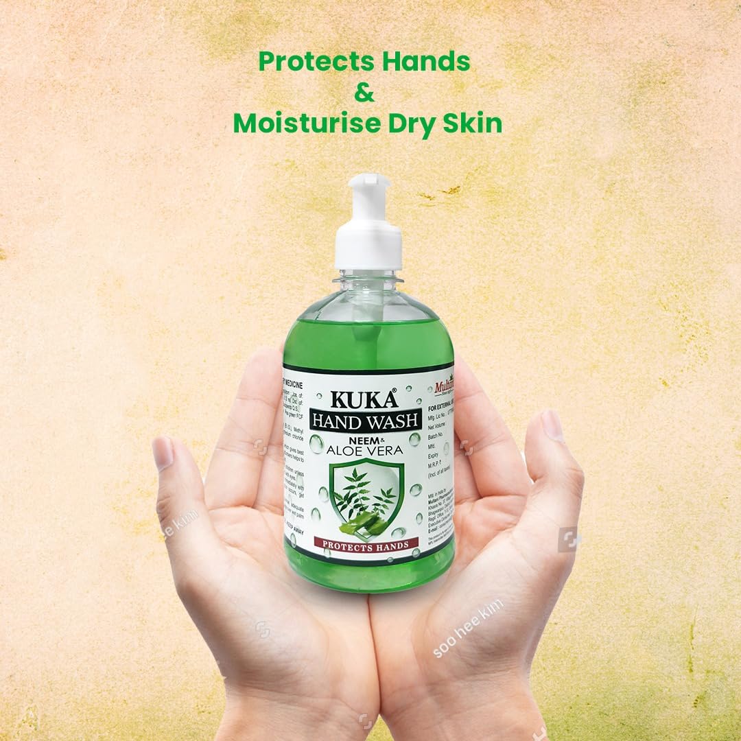 Multani Kuka Neem & Aloe Vera Ayurvedic Hand Wash - 500ml Natural Liquid Soap for Dry & Sensitive Skin | Perfect for Home, Kitchen & Bathroom Use