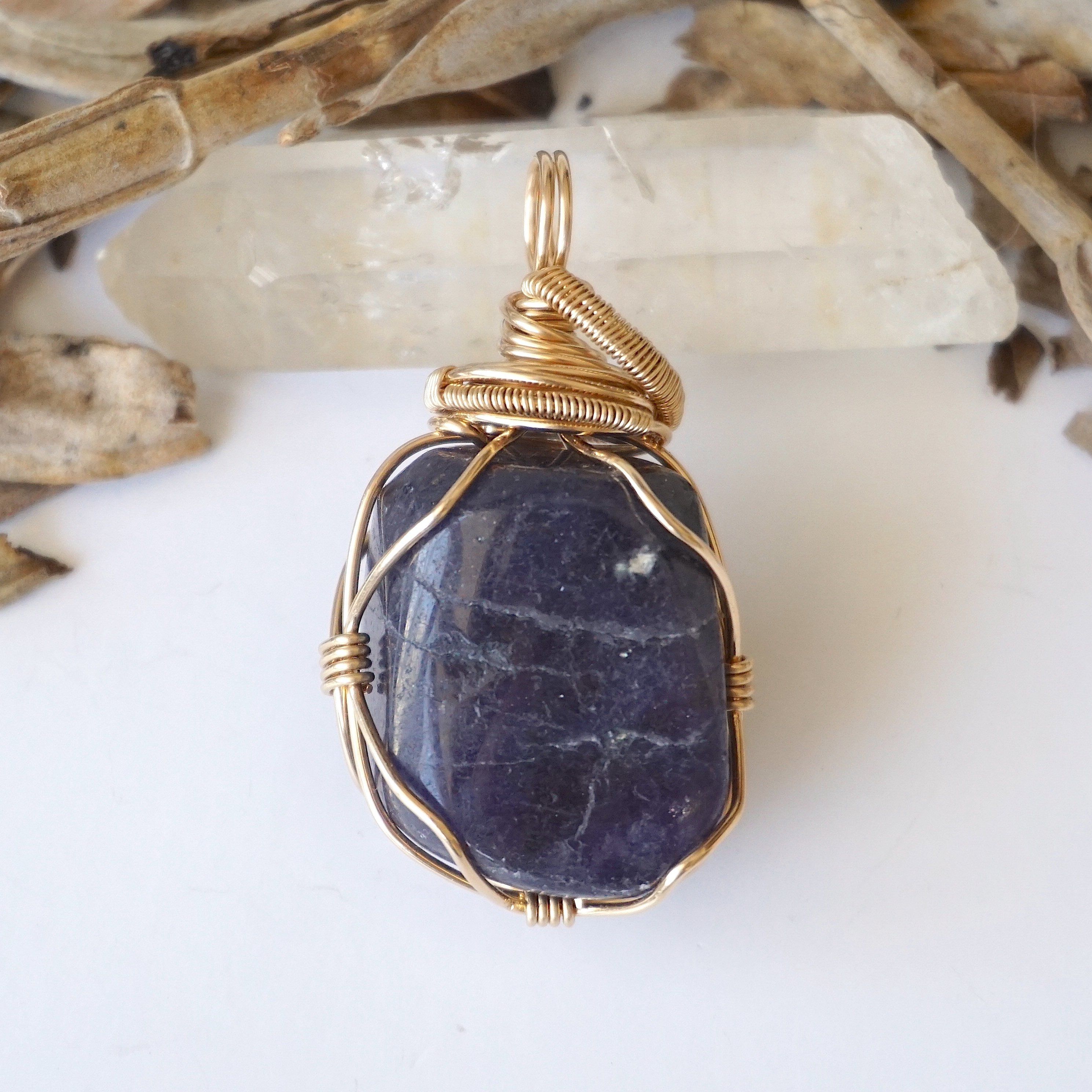 14K Gold Filled Raw Sapphire Crystal Necklace - Elegant Bohemian Jewelry for Women, Perfect for Weddings, Parties & Everyday Wear