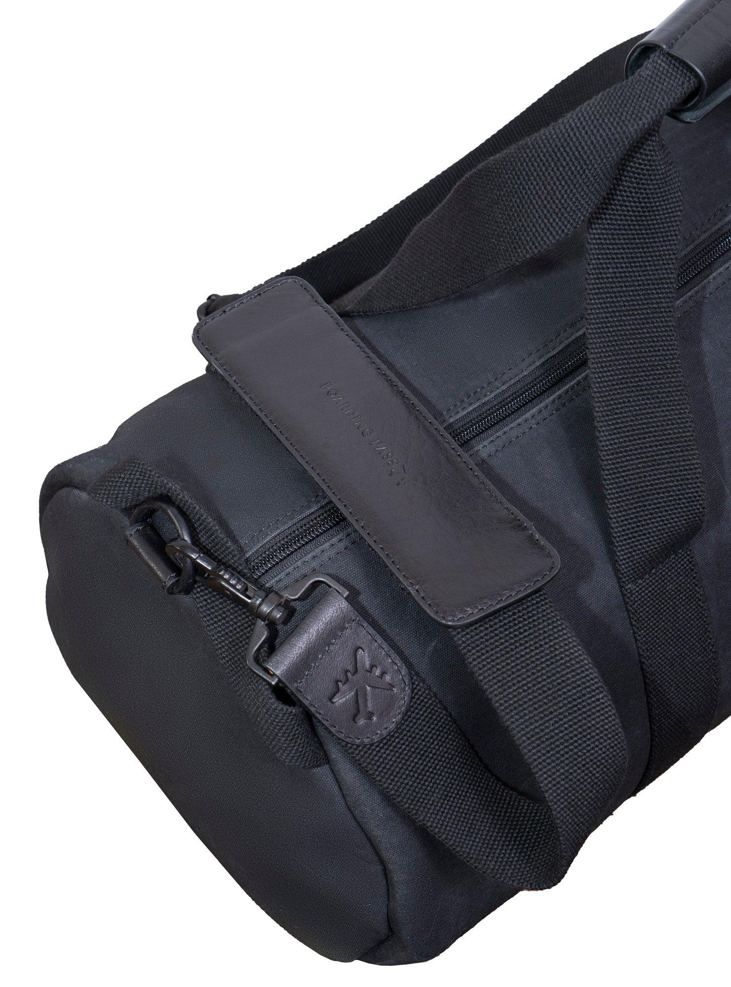 Voyager 20 Waxed Canvas Shoe Pocket Duffel Bag - Waterproof Travel Duffel for Gym, Work & Weekend Getaways - Black
