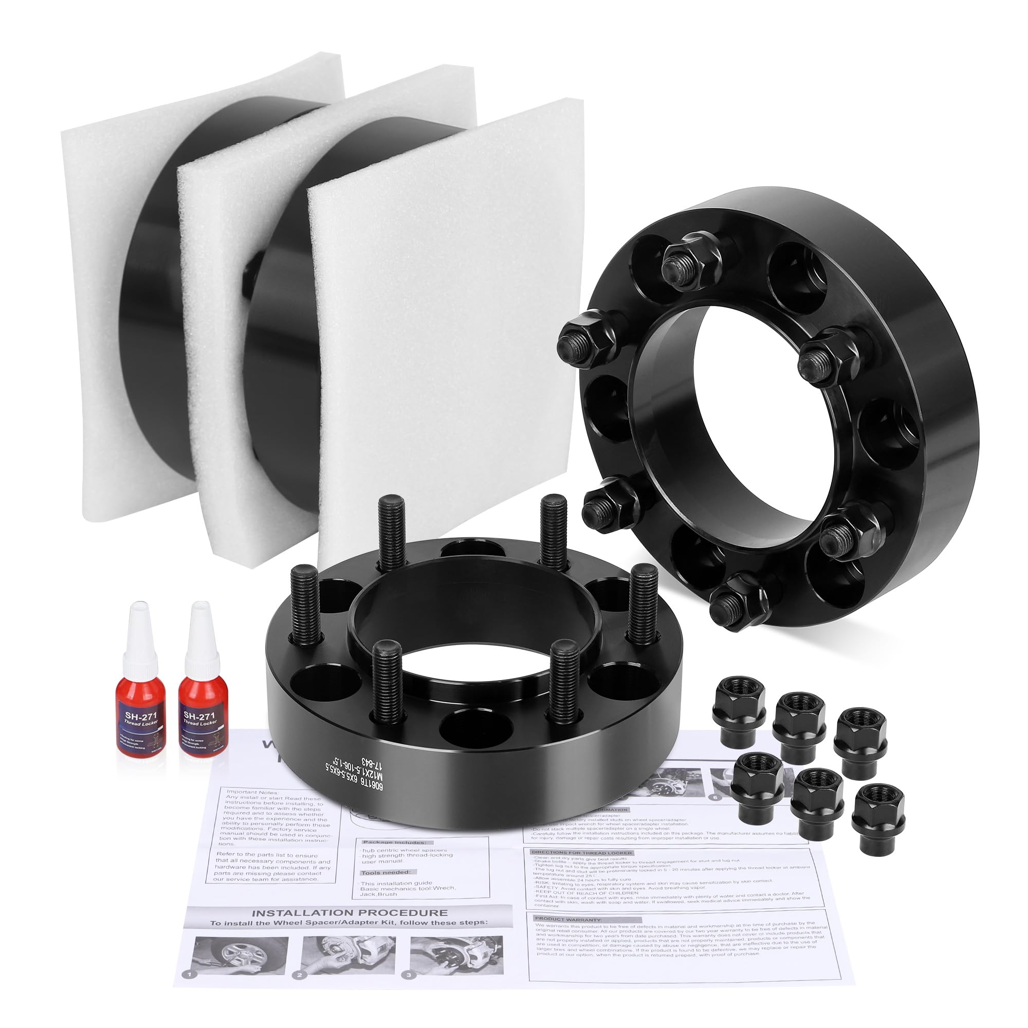 6x5.5 Hubcentric Wheel Spacers 1.5 Inch for Toyota Tacoma 4Runner Tundra FJ Cruiser Fortuner Sequoia GX460 GX470 (1995-2024 Models) - 6x139.7 Forged Spacer with 12x1.5 Studs & 106mm Hub Bore - Perfect for Off-Roading, Lifting & Custom Wheel Fitment