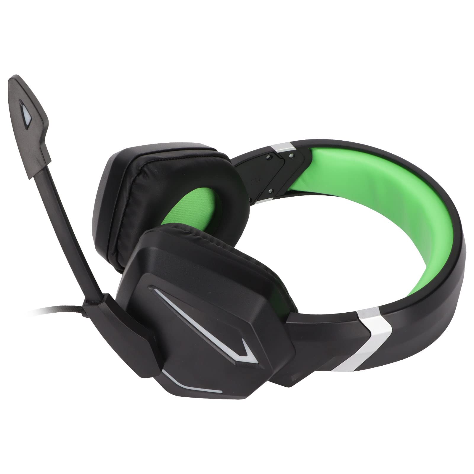 Minifinker Gaming Headphones with 3.5mm Jack - Black & Green Wired Over-Ear Headset for PC, PS4, Xbox - Noise Cancelling for Immersive Gameplay, Streaming & Online Meetings