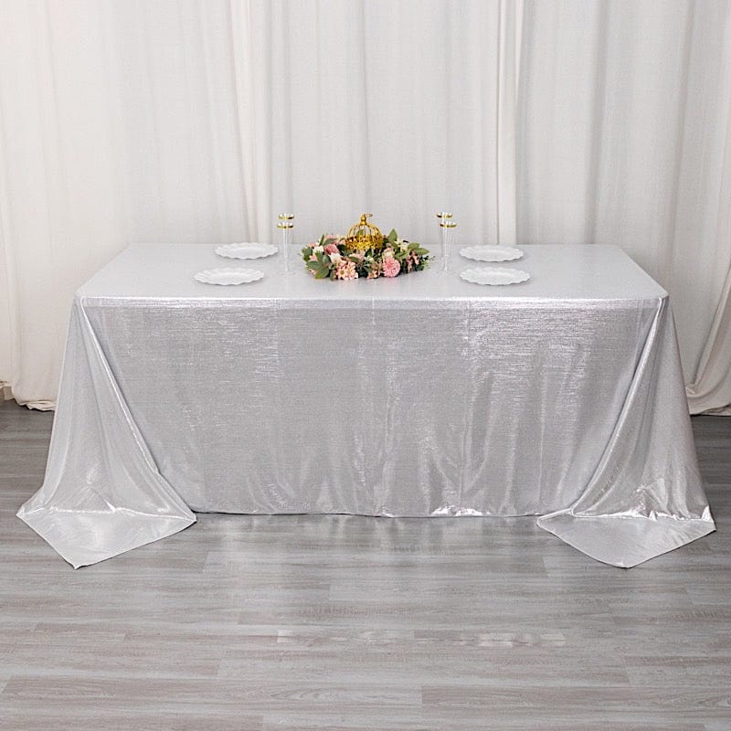 90x132 Inch Sequin Dot Polyester Rectangular Tablecloth - Elegant Dining Table Cover for Parties, Weddings & Special Events