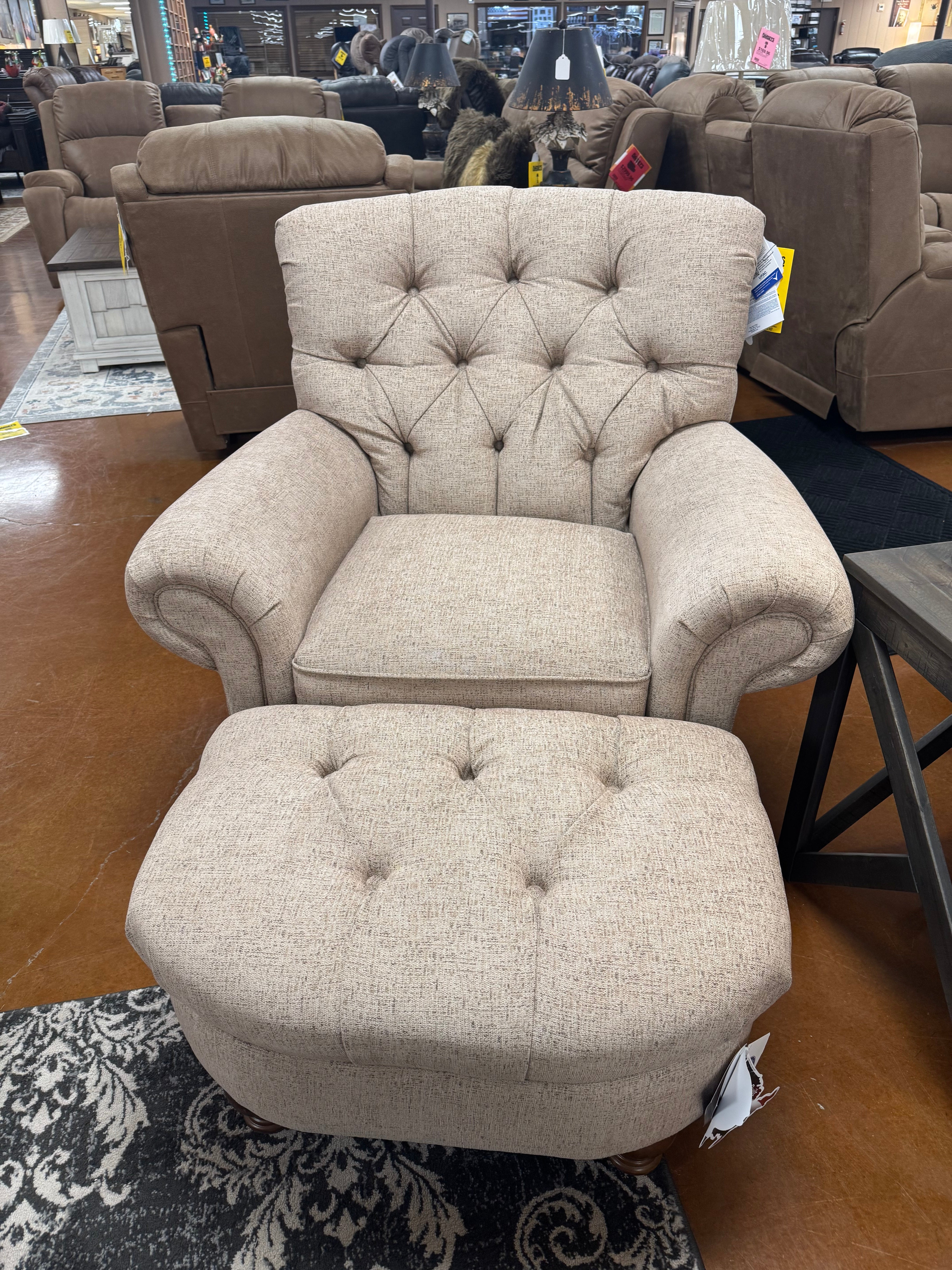 Christabel Blush Chair and Ottoman Set 7010DW/0070DW - Modern Accent Furniture for Living Room, Bedroom, or Office - Perfect for Relaxing, Reading, and Decorating
