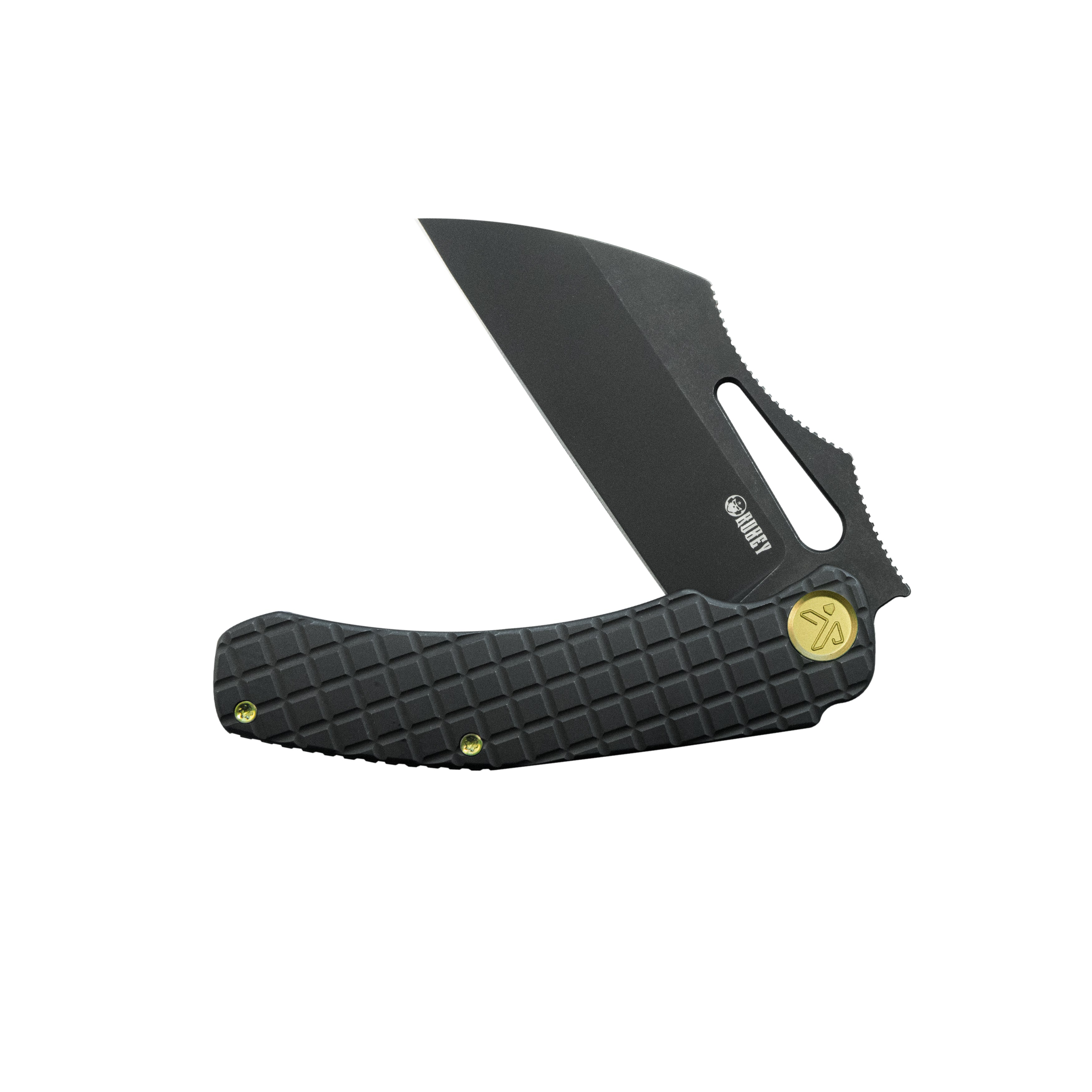 Kubey Sylow Folding Pocket Knife - Black Darkwash Titanium Handle, 3.46