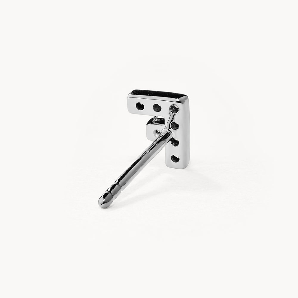 Diamond Letter F Single Stud Earring in Sterling Silver - Perfect for Birthdays, Gifts & Everyday Elegance