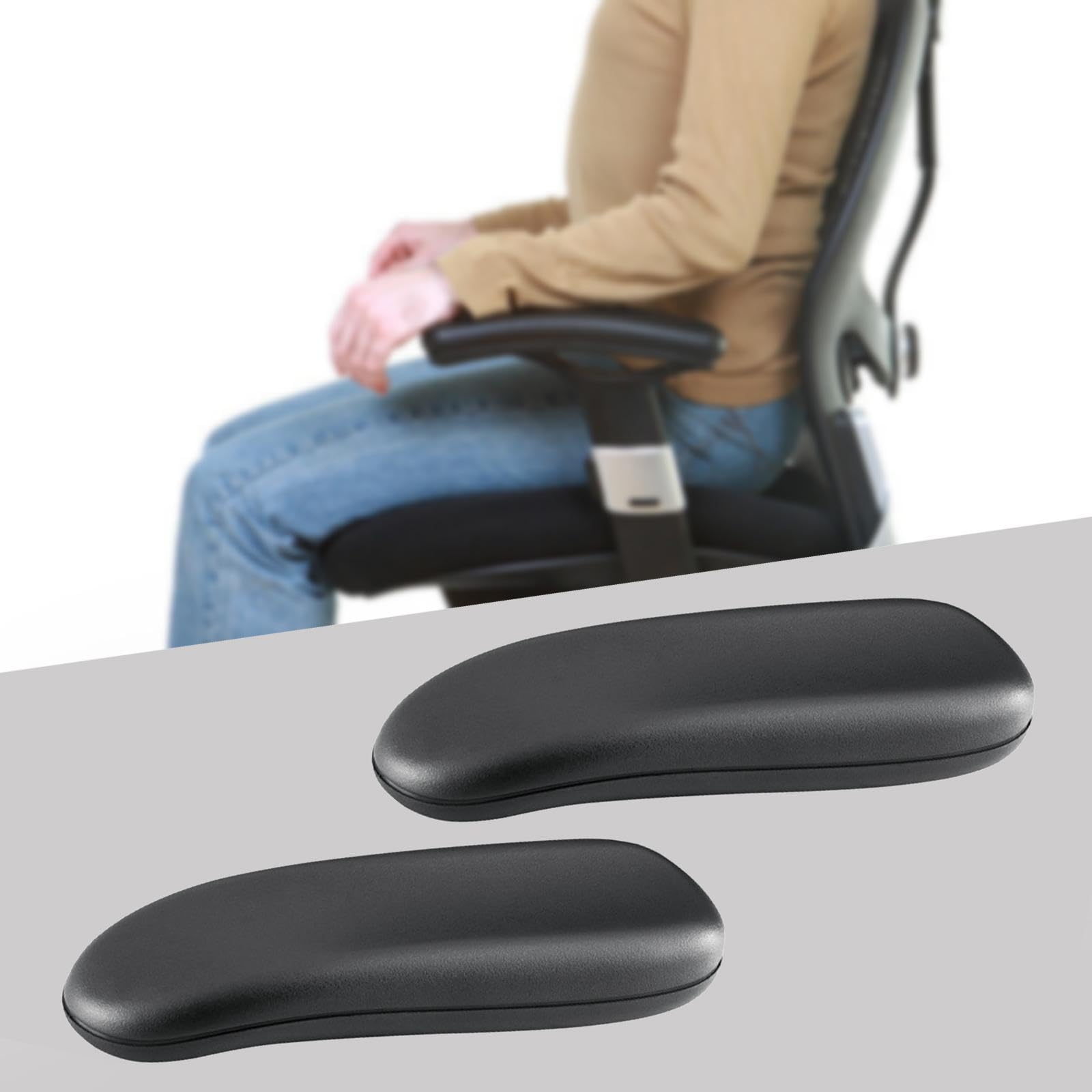 Premium Office Chair Armrest Cushions - 25.5x8cm Memory Foam Pads for Enhanced Comfort & Support - Ergonomic Desk Chair Accessories for Home & Office Workspaces