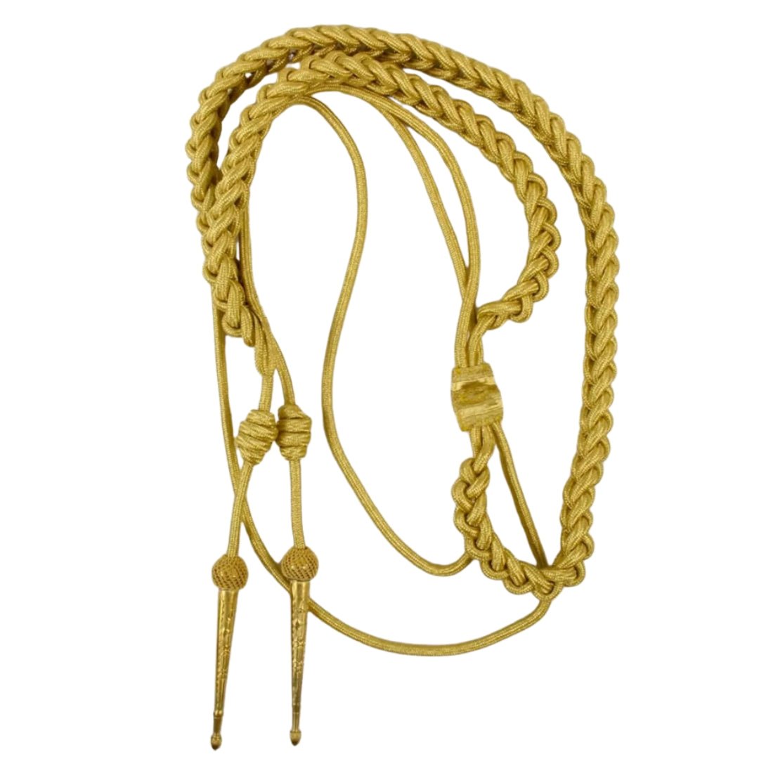 Military Style Gold Plated Brass Wire Cord Aiguillettes - Perfect for Army Uniforms, Cosplay, and Historical Reenactments