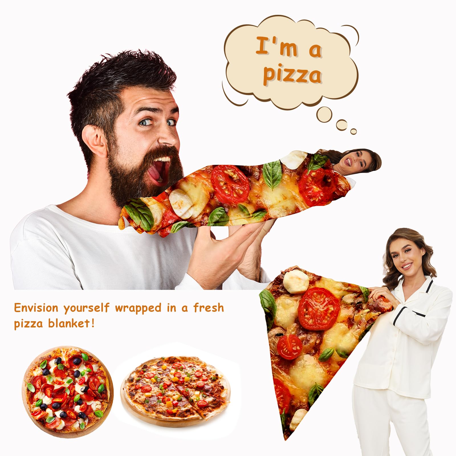 Realistic Pizza Blanket for Adults - 71 Inch Large Round Plush Throw Blanket, Soft Funny Novelty Food Blanket for Bed, Couch & Travel - Perfect for Movie Nights, Sleepovers & Gifts