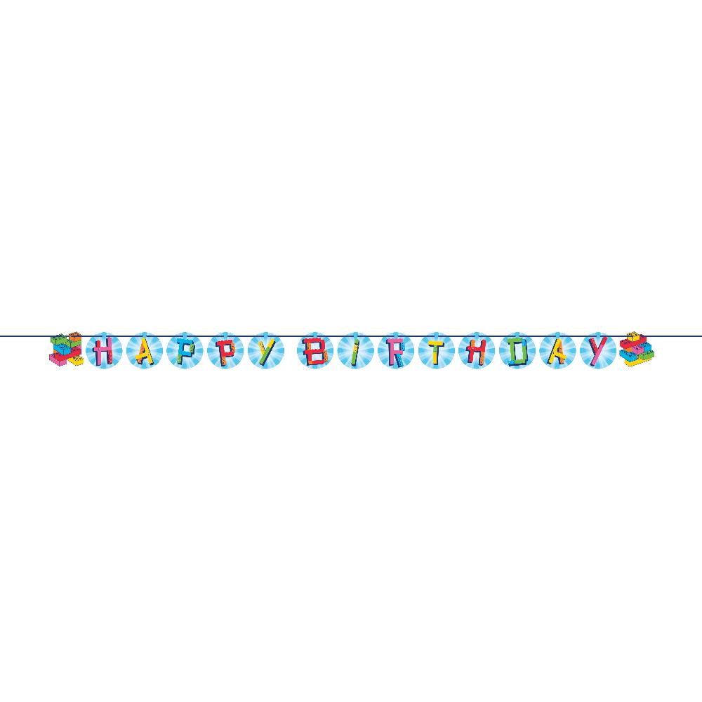 12-Piece Bulk Block Bash Happy Birthday Toy Blocks with Ribbon Banners - Perfect for Kids' Birthday Parties, Classroom Celebrations & DIY Decorations