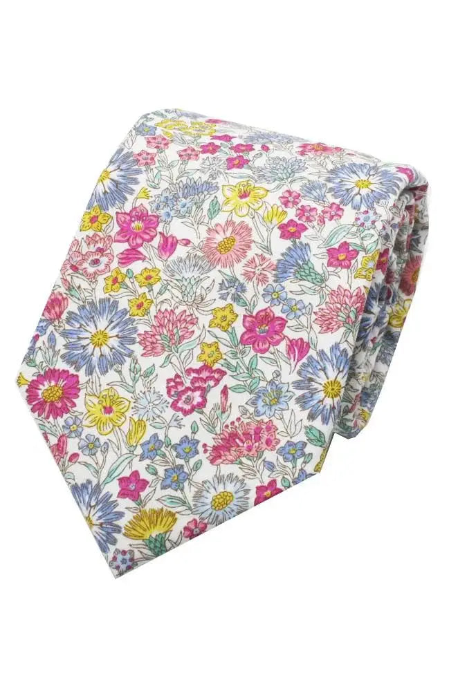 LA Smith May Fields Silk Ties for Men - Premium Liberty Fabric Neckties for Business & Formal Wear - Perfect for Weddings, Office & Special Occasions