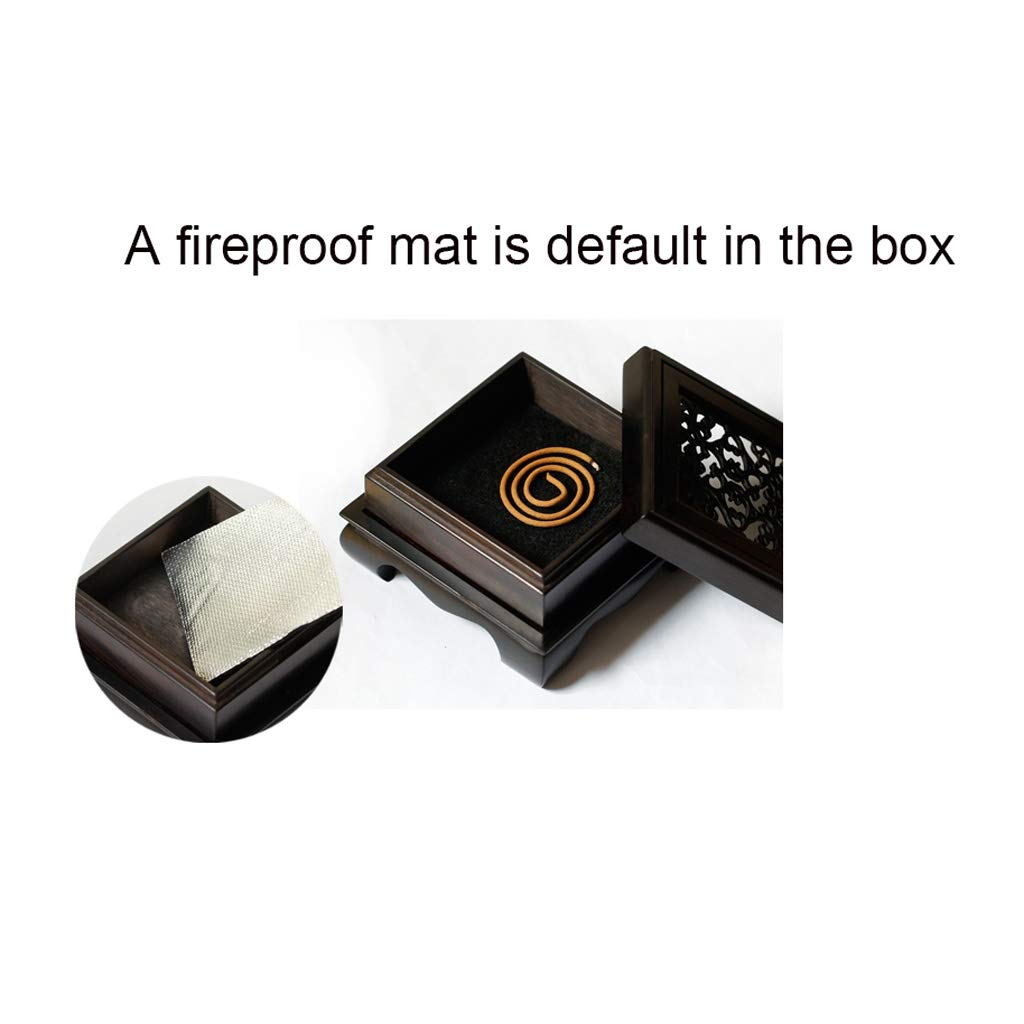 Antique Wooden Incense Burner with Hollowed Design - Sandalwood Aromatherapy Mosquito Coil Holder & Tray for Home, Meditation, Yoga (Peony Color)