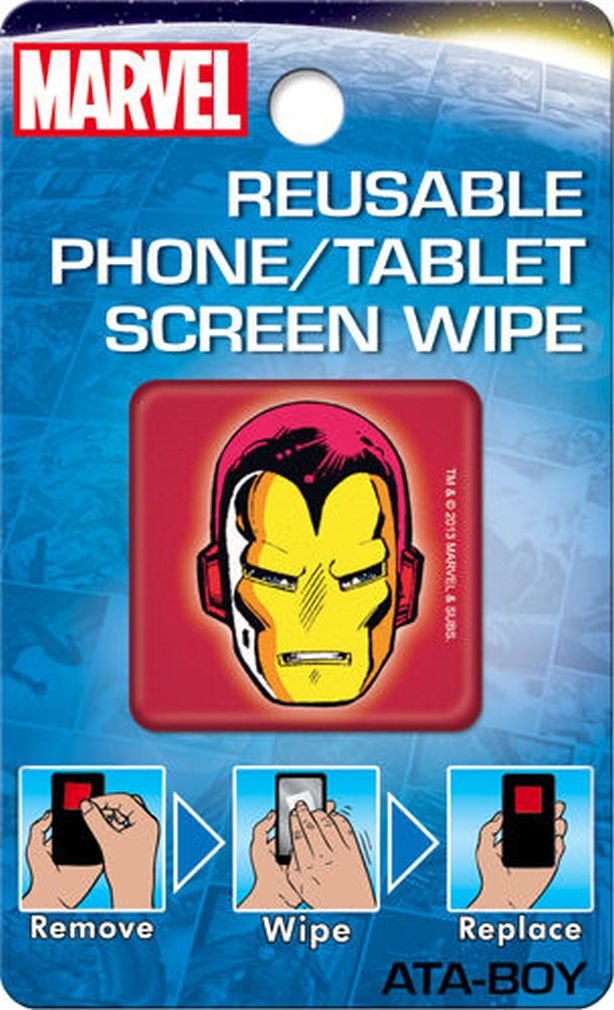 Marvel Iron Man Reusable Phone & Tablet Screen Cleaner - Microfiber Cloth for Smartphones, iPads, Tablets - Perfect for Home, Office & Travel Use