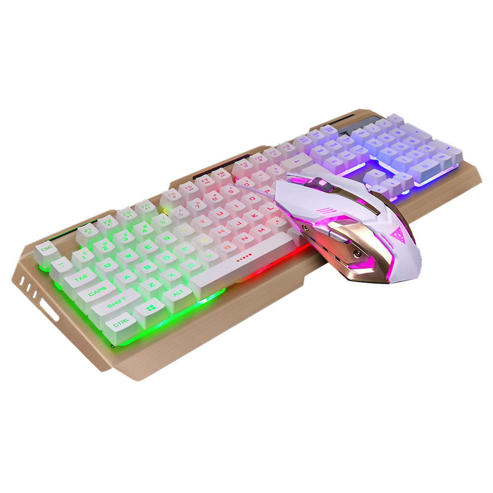 Charella GS8 RGB Backlit Mechanical Gaming Keyboard and Mouse Combo - 104 Key USB Wired for PC, Mac - Perfect for FPS, MOBA Games & Office Work