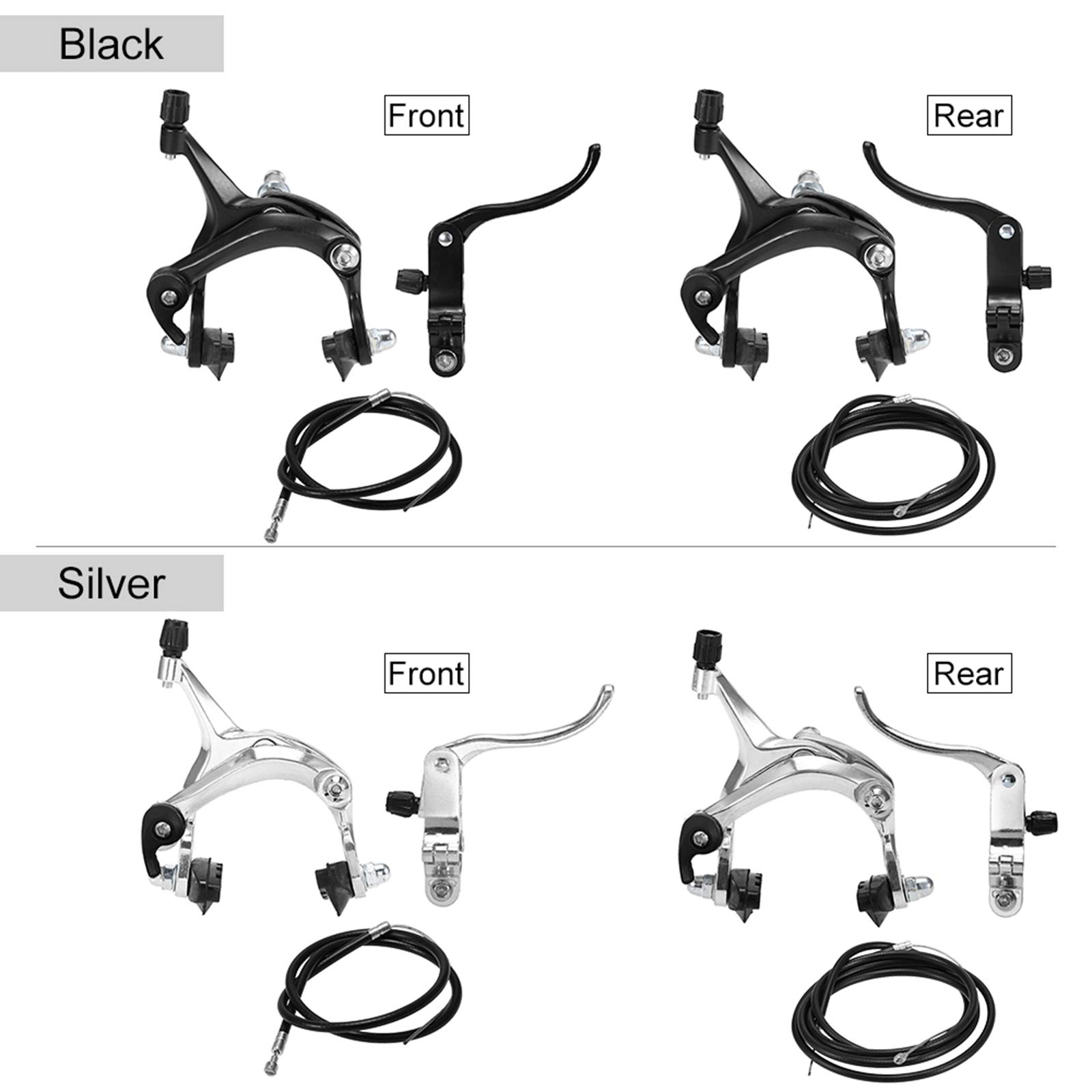 Fixie Bike Brake Kit - Front & Rear Caliper Brake Set for Road Bikes & Cruisers | Side Pull Brakes for Smooth Stopping | Perfect for Urban Commuting & Leisure Cycling