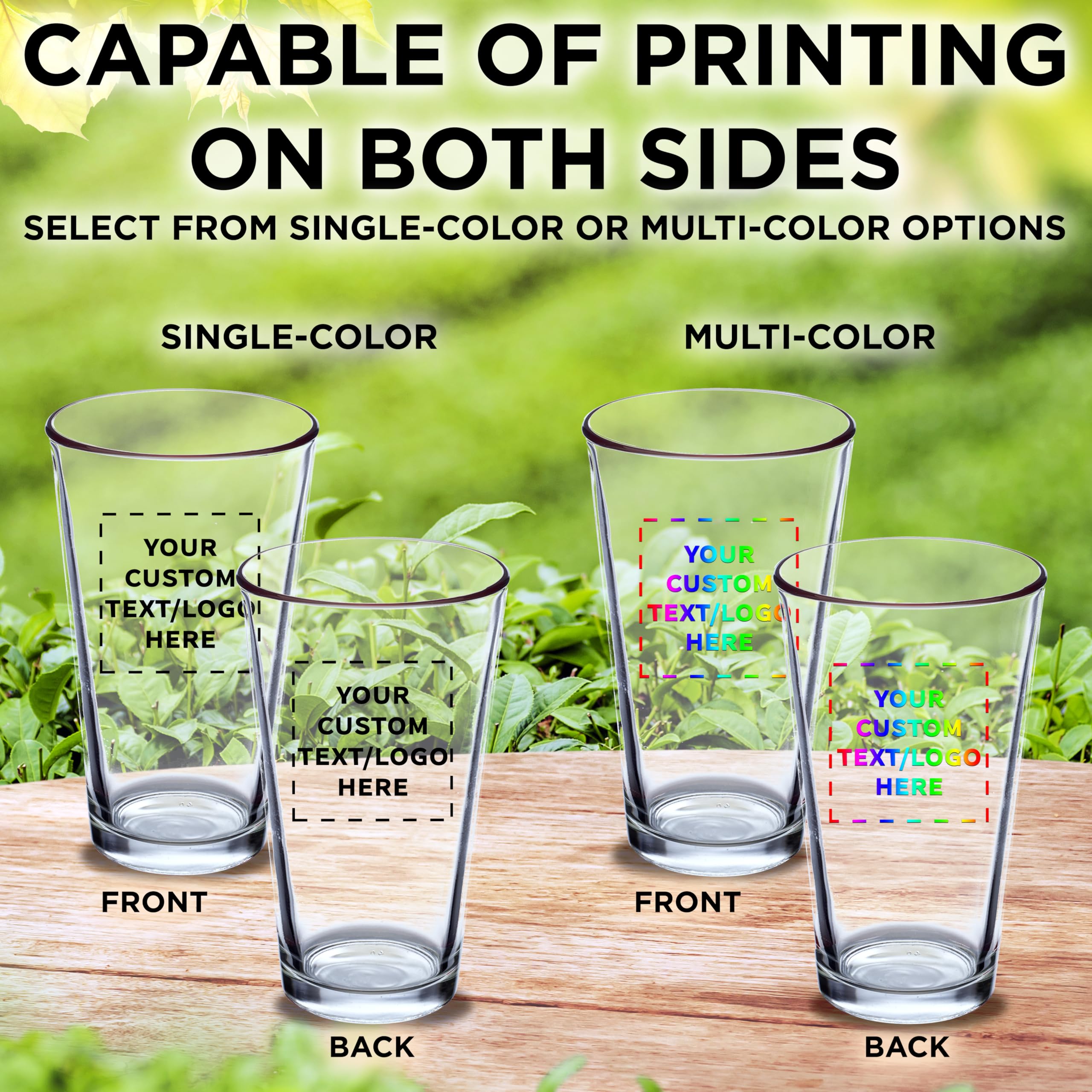 Custom 16 oz Beer Pint Glasses - Bulk Set of 50 Personalized Bar Glasses for Restaurants & Pubs - Heavy Duty Clear Glassware with Thick Base & Walls - Stackable Commercial Drinkware for Bars, Weddings & Events