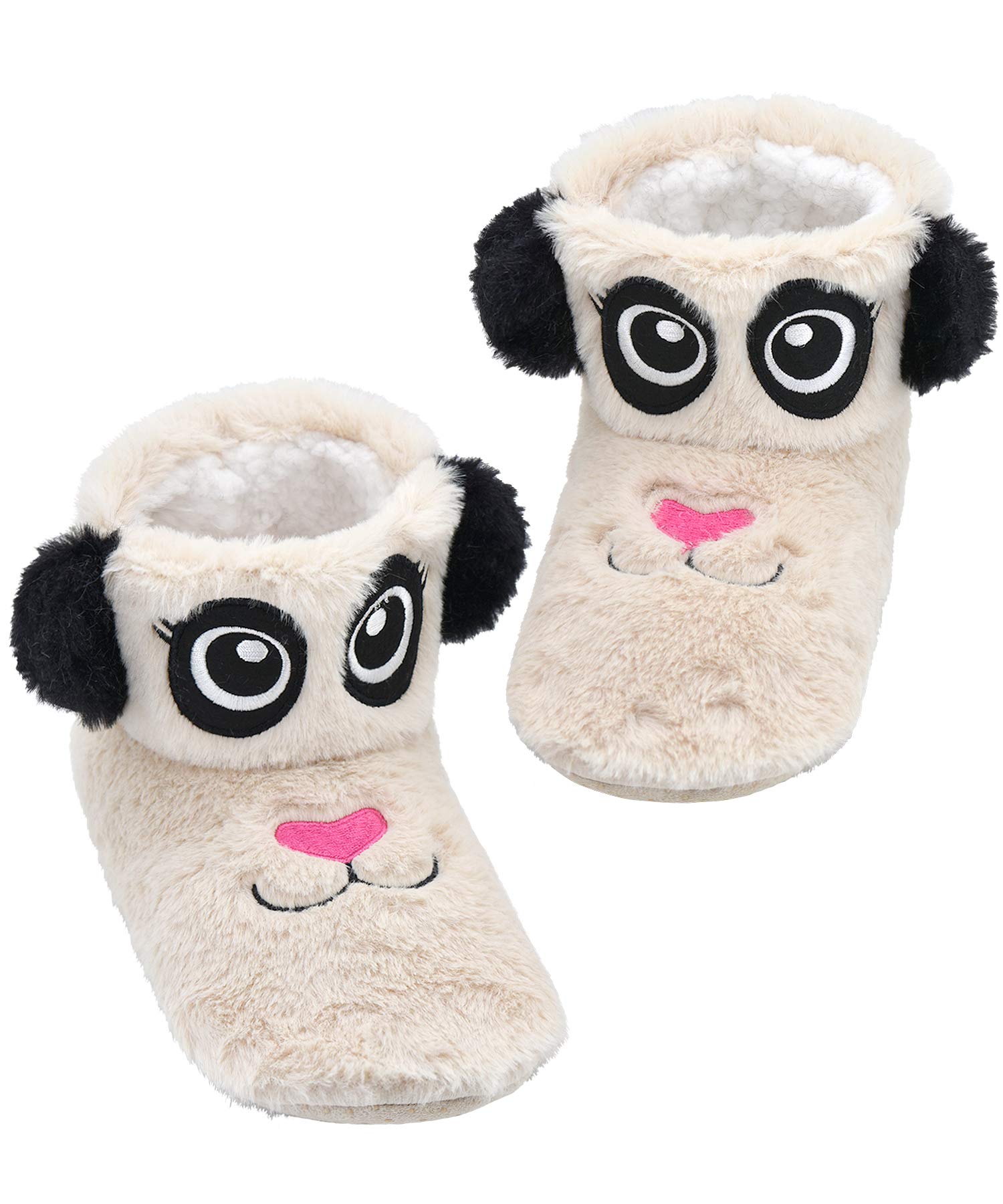 Panda Bros Kids' Animal Slipper Socks - Cozy Fleece Cartoon Indoor Slippers for Boys & Girls, Warm Fuzzy Bedroom House Shoes for Winter Comfort - Perfect for Playtime, Lounging & Sleepovers