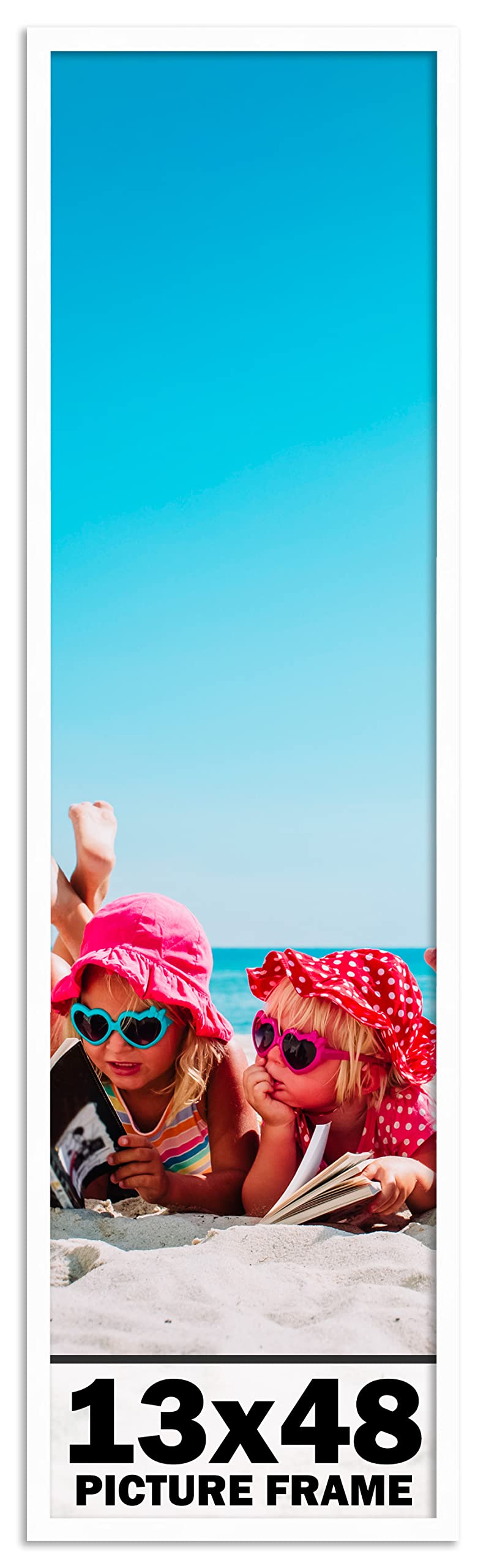 13x48 Inches White Wood Picture Frame - Perfect for Displaying Artwork, Posters, and Photos in Living Rooms, Galleries, or Offices