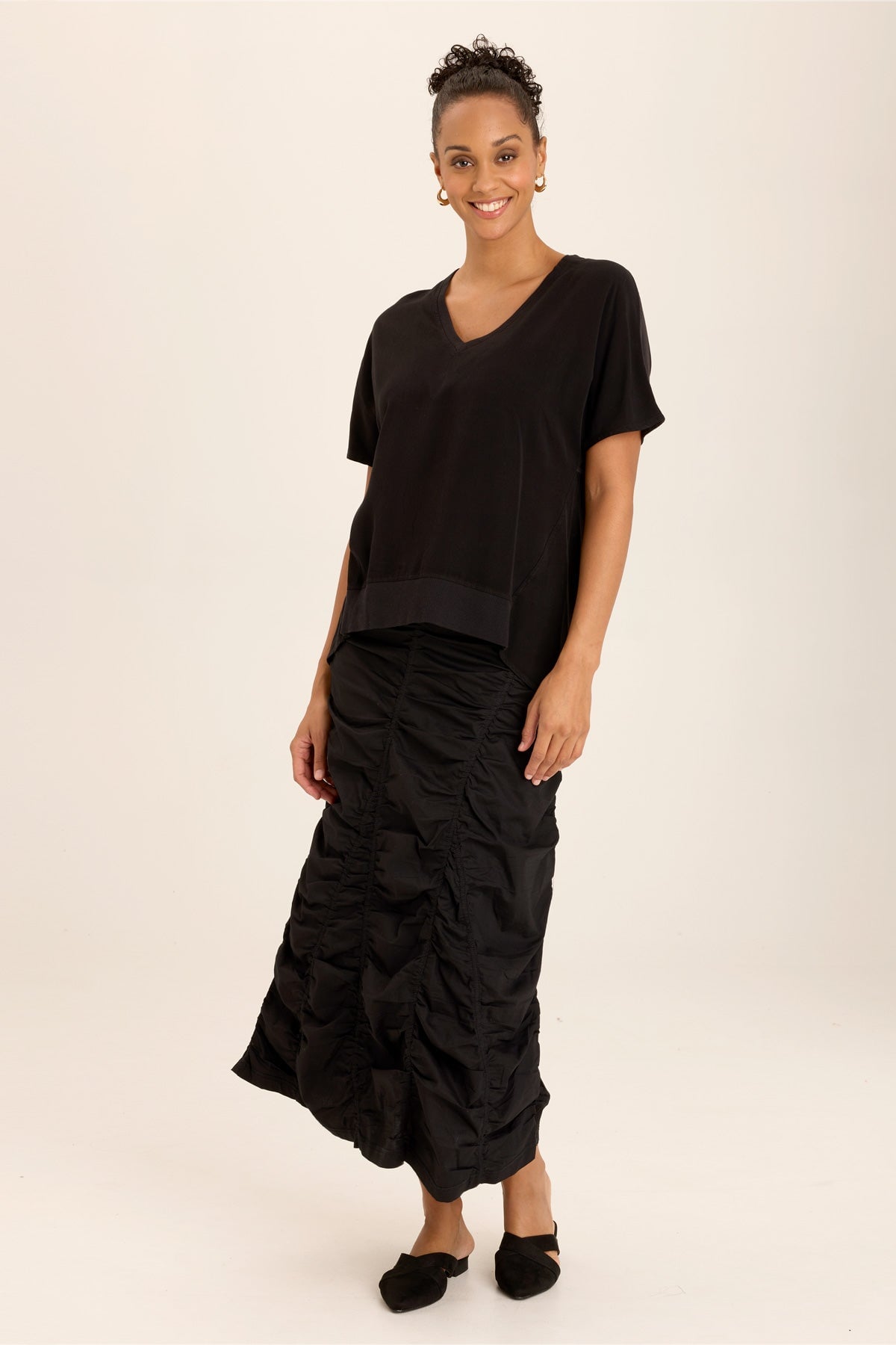 Twill Clara Top Black - Women's Casual Button-Up Shirt for Everyday Wear, Office & Outings