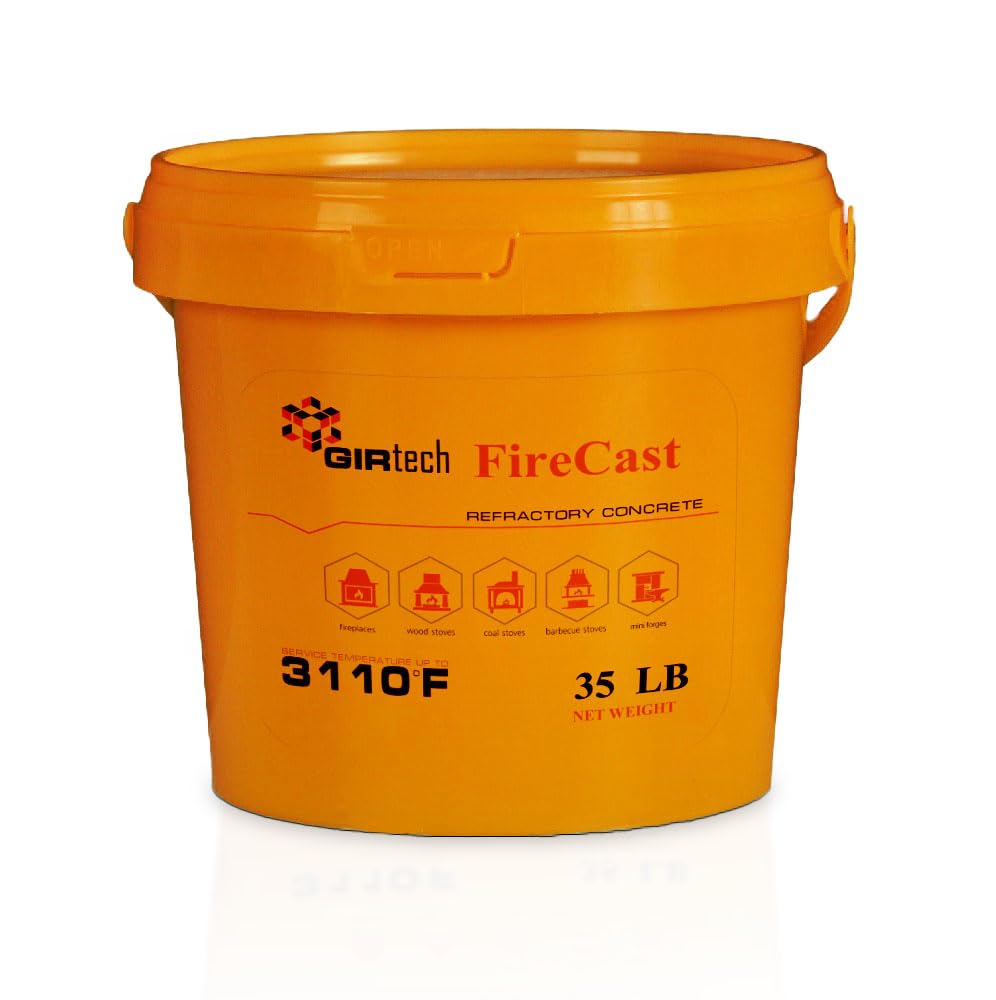 FireCast 3110°F High-Temperature Refractory Cement - 35 Lbs Heat-Resistant Fireproof Mortar for Pizza Ovens, Fireplaces, Forges, Kilns & Stoves | Perfect for DIY Repairs & High-Heat Construction Projects