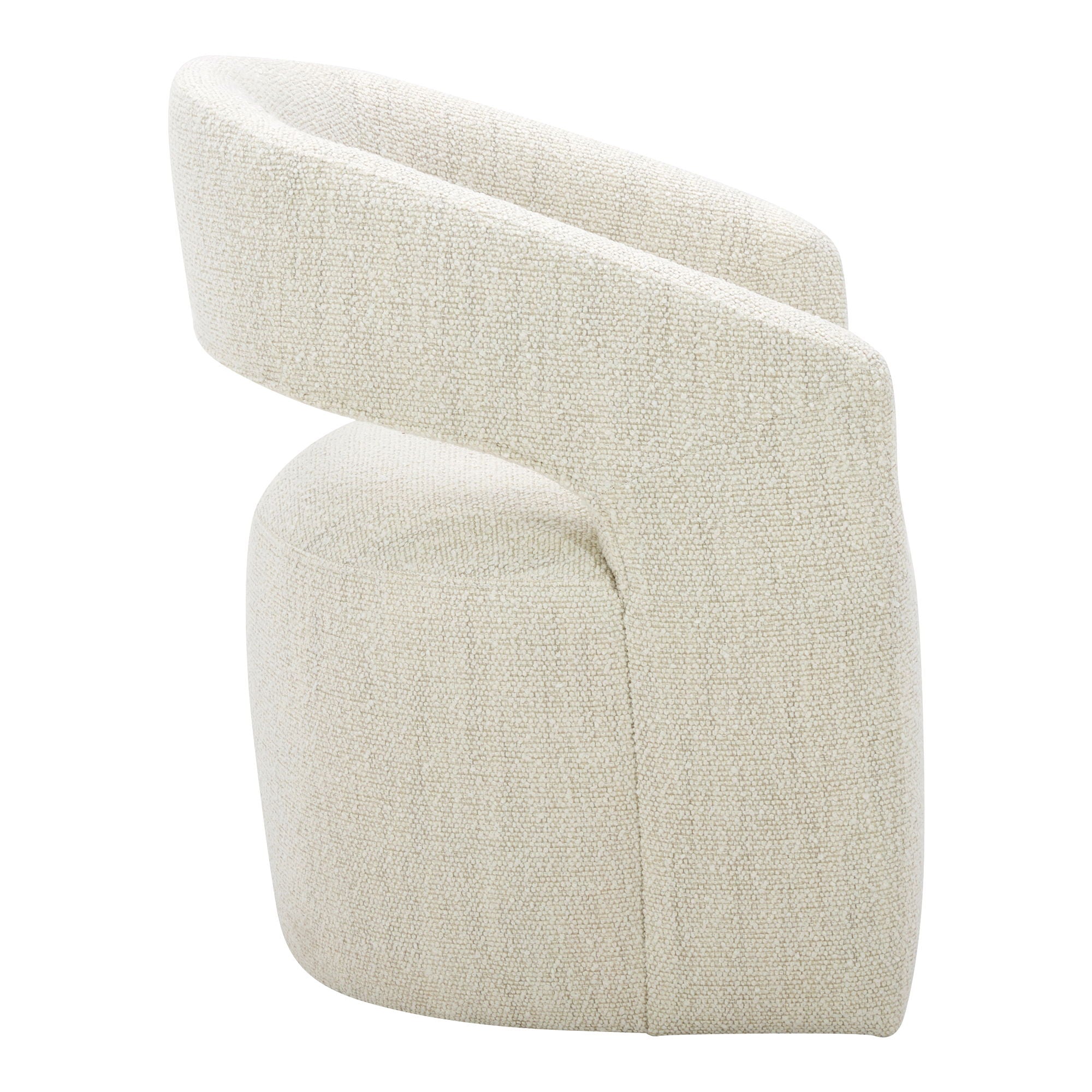 Barrow Performance Fabric Rolling Dining Chair - Beige Upholstered Office Chair for Home & Restaurant Use