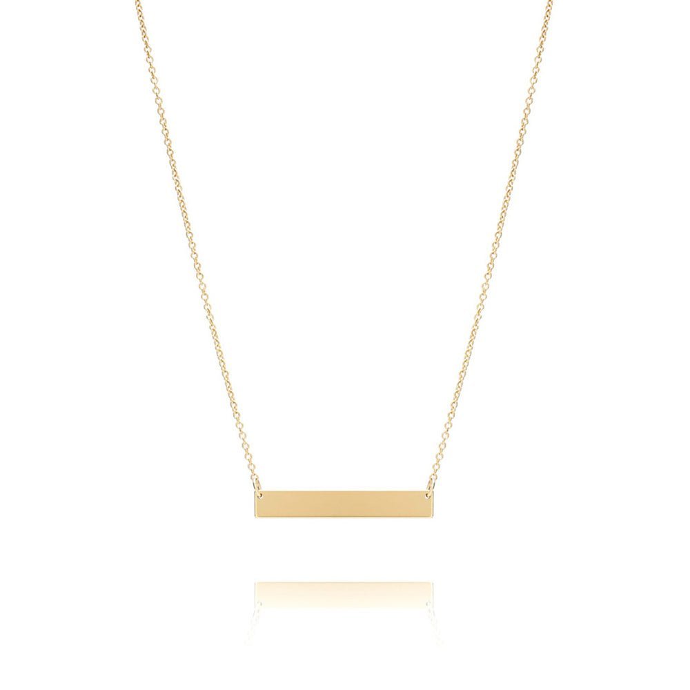 Personalized Bar Monogram Nameplate Necklace - 14K Solid Yellow Gold Custom Jewelry for Women - Perfect for Gifts, Anniversaries & Everyday Elegance
