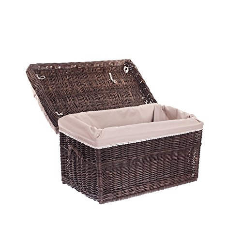 Natural Willow Laundry Basket - Gloss White Storage Chest for Linen, Clothes & Toys | Eco-Friendly Woven Hamper for Bedroom, Nursery & Bathroom Organization